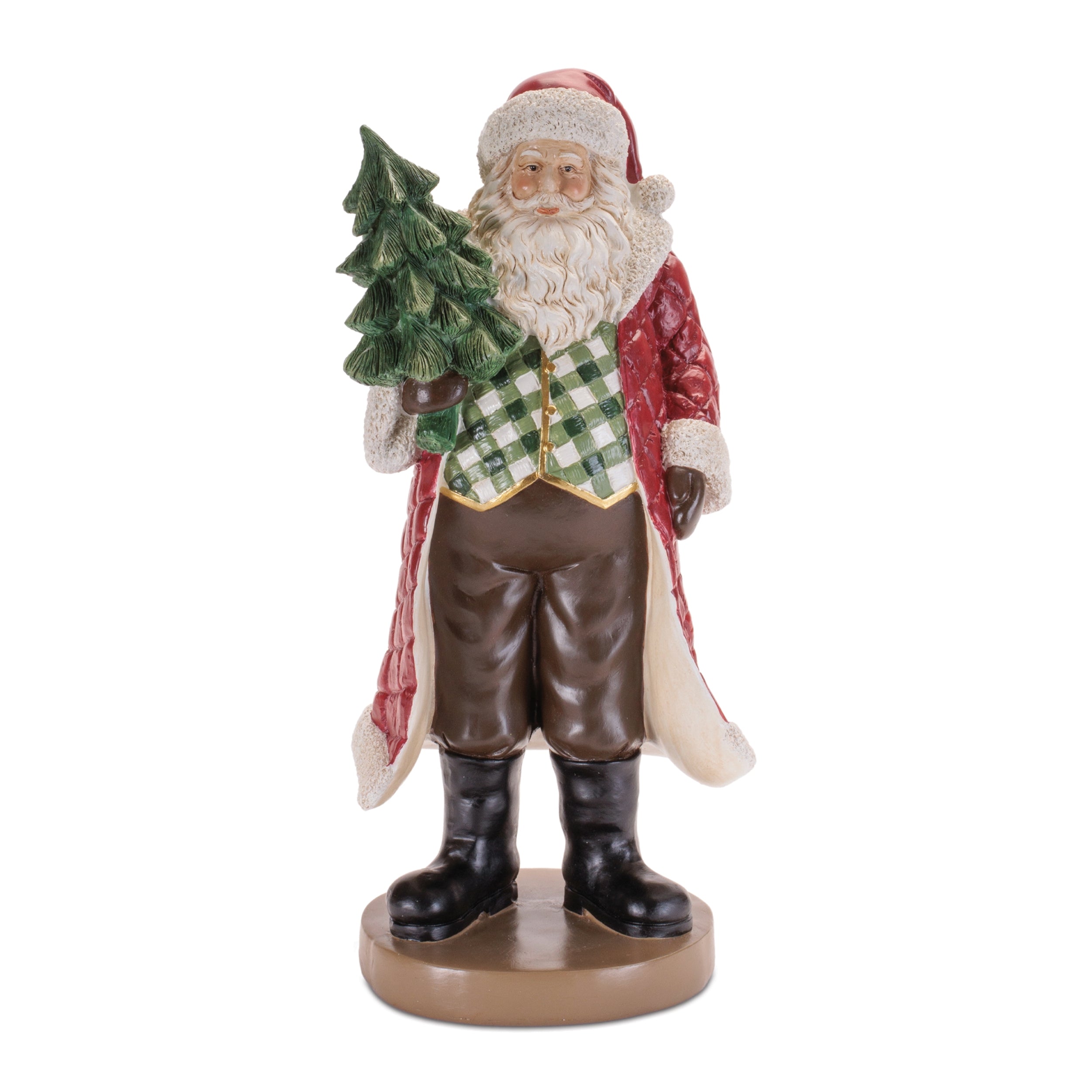 Santa w/Tree 13.25”H Resin
