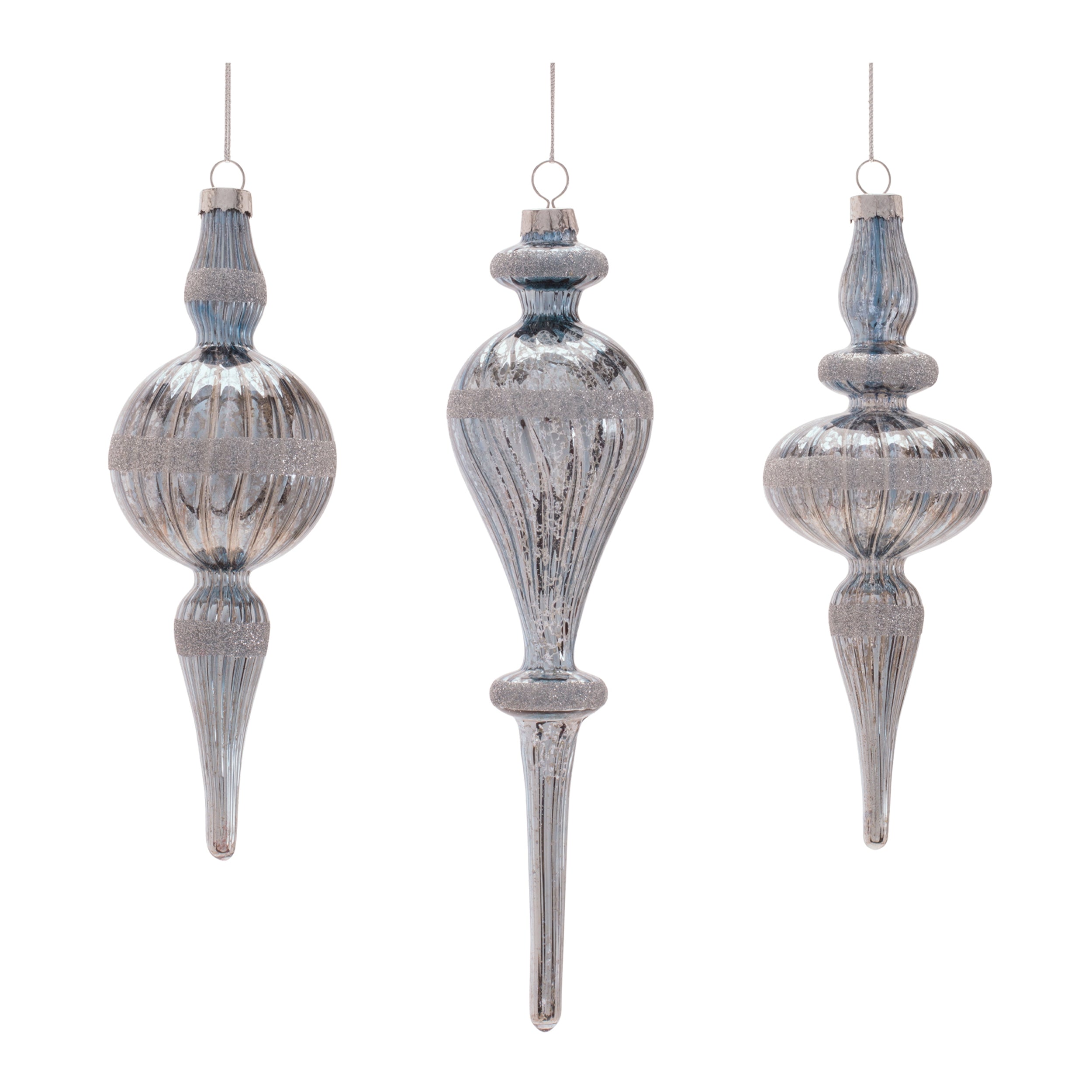 Drop Ornament (3 set of) 6"H, 6.25"H, 8"H Glass