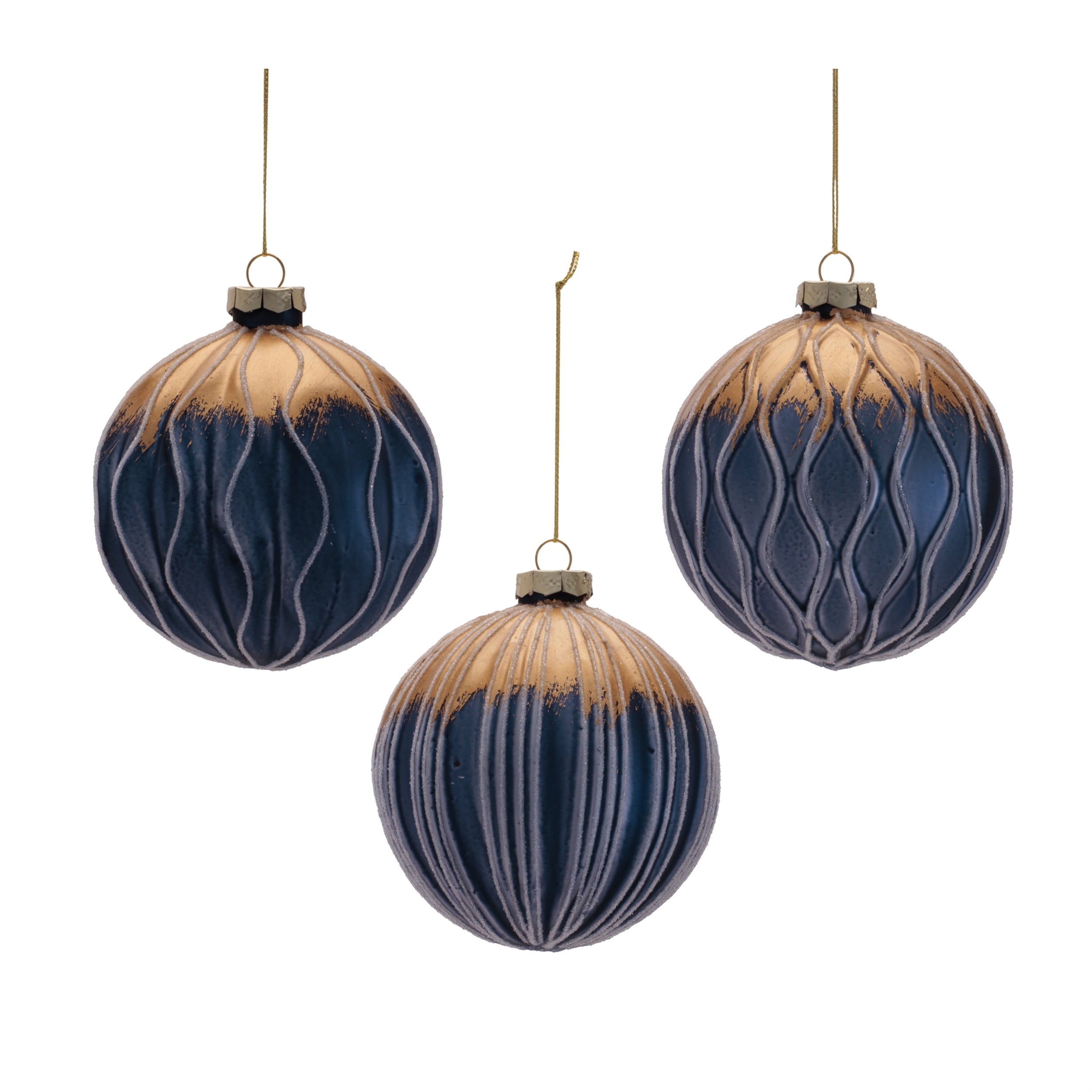 Ball Ornament (3 set of) 4”D Glass