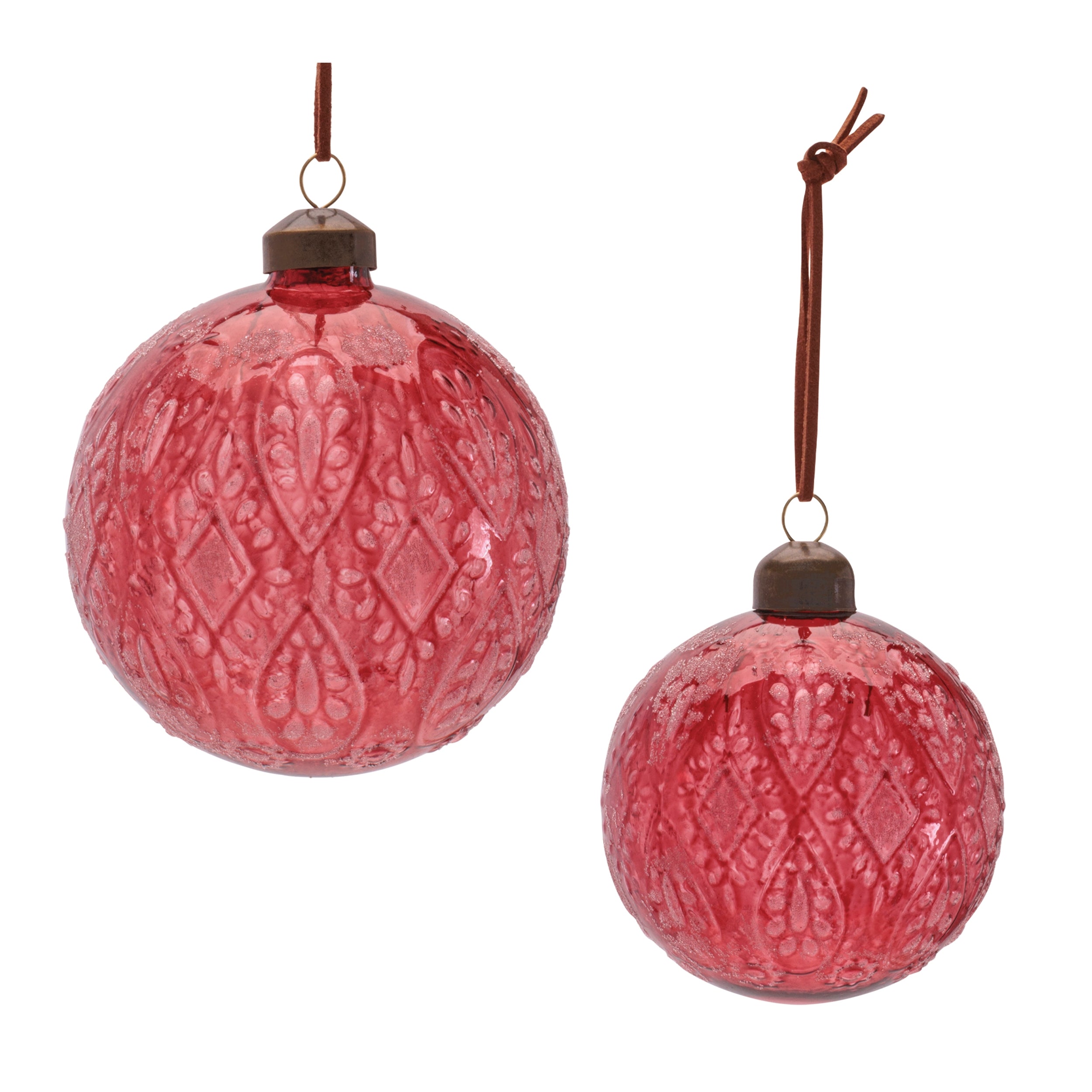 Ball Ornament (Set of 2) 3"D, 4"D Glass