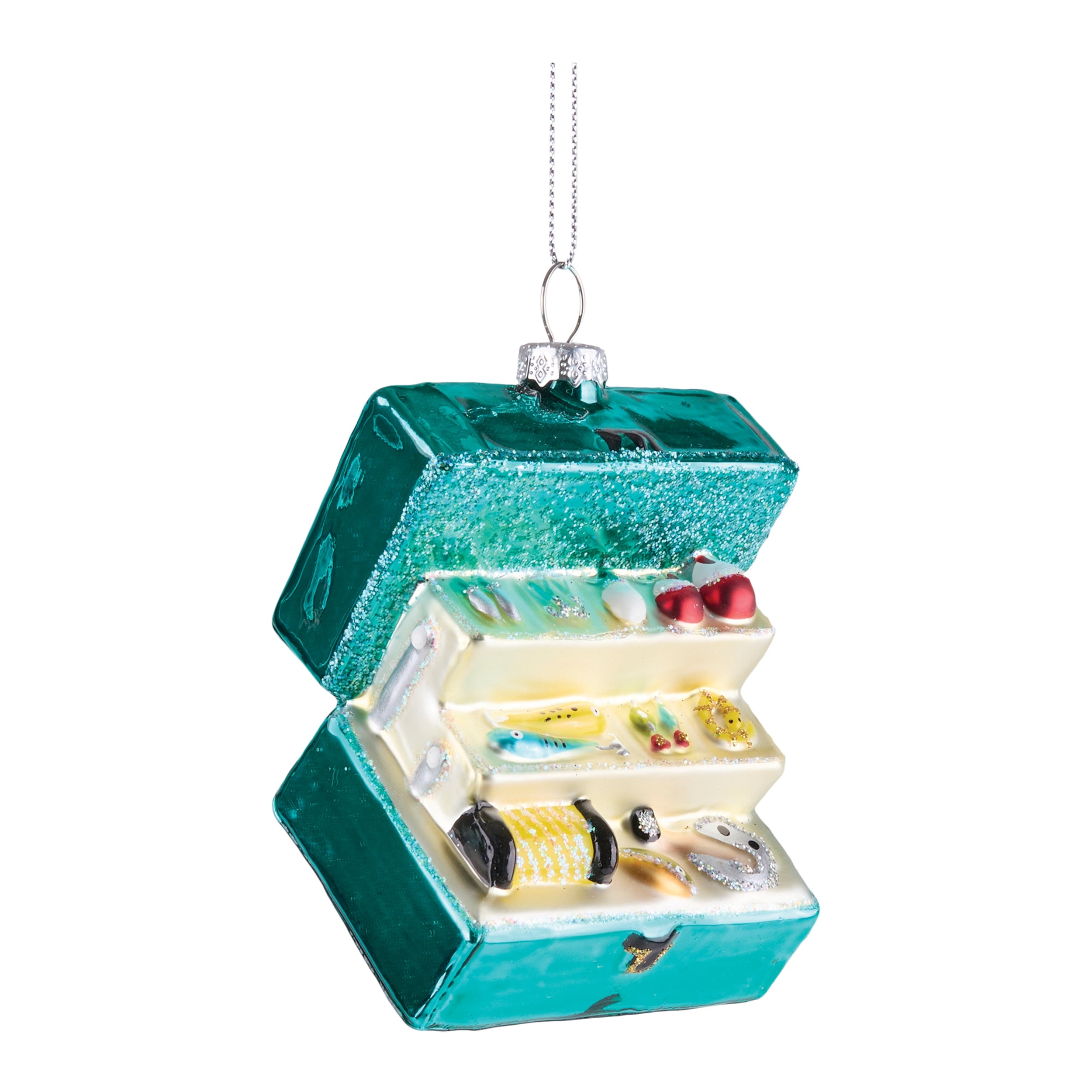 Tackle Box Ornament 3”H Glass
