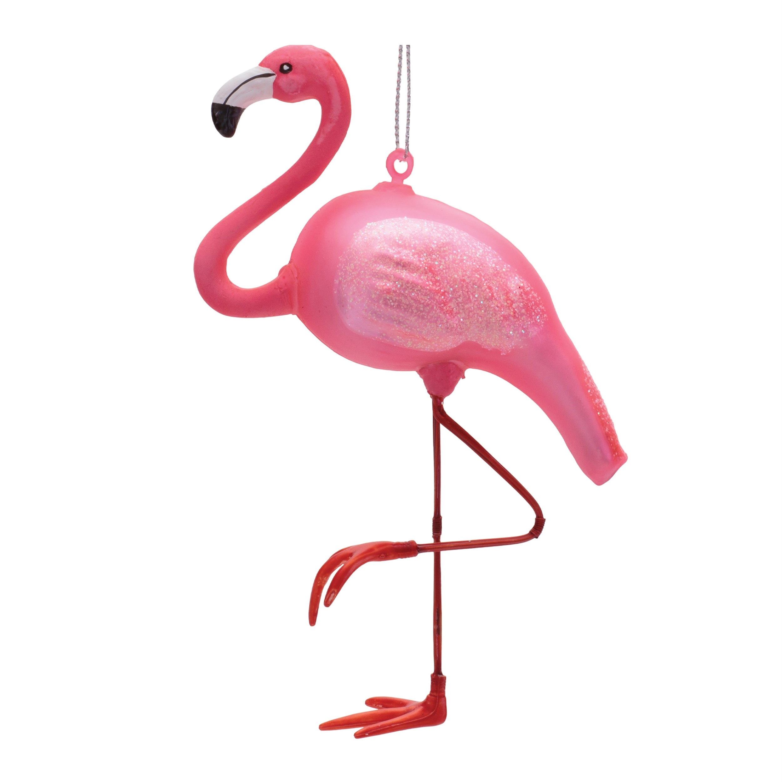 Flamingo Ornament 5”H Glass