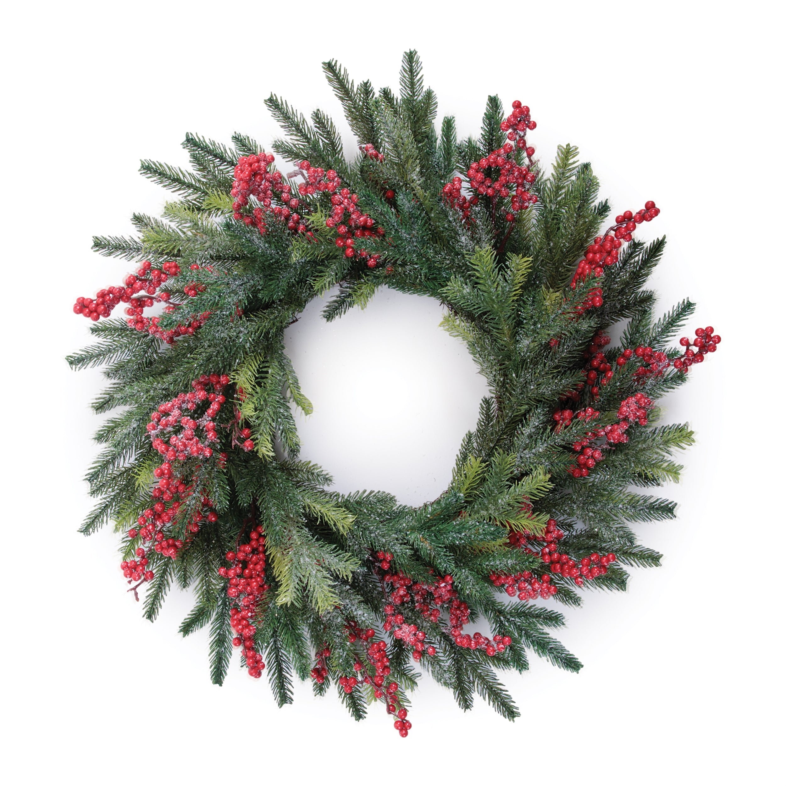 Frosted Pine and Berry Wreath 24”D /Twig