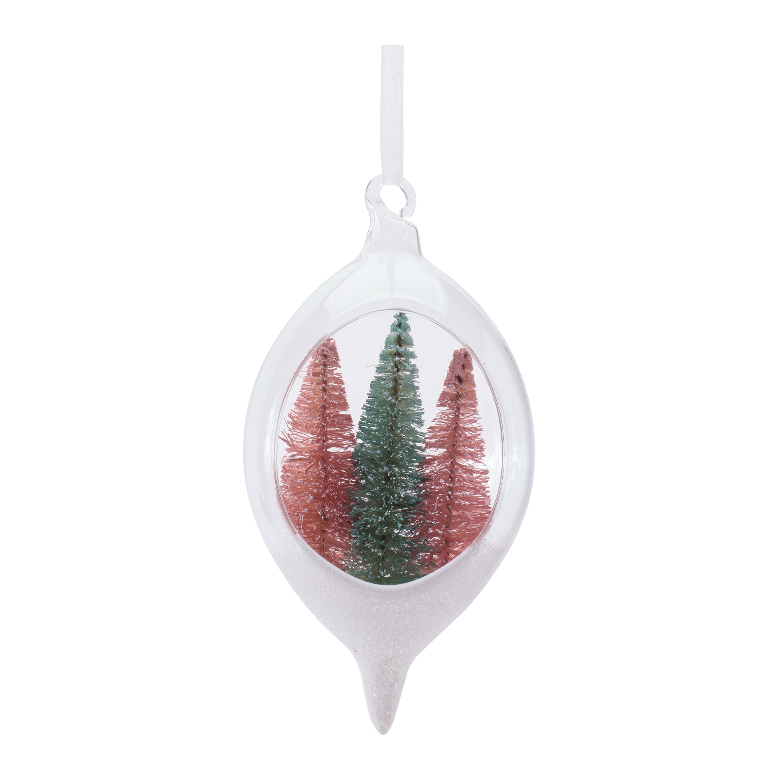 Triple Tree Open Ornament 5.5”H Glass/