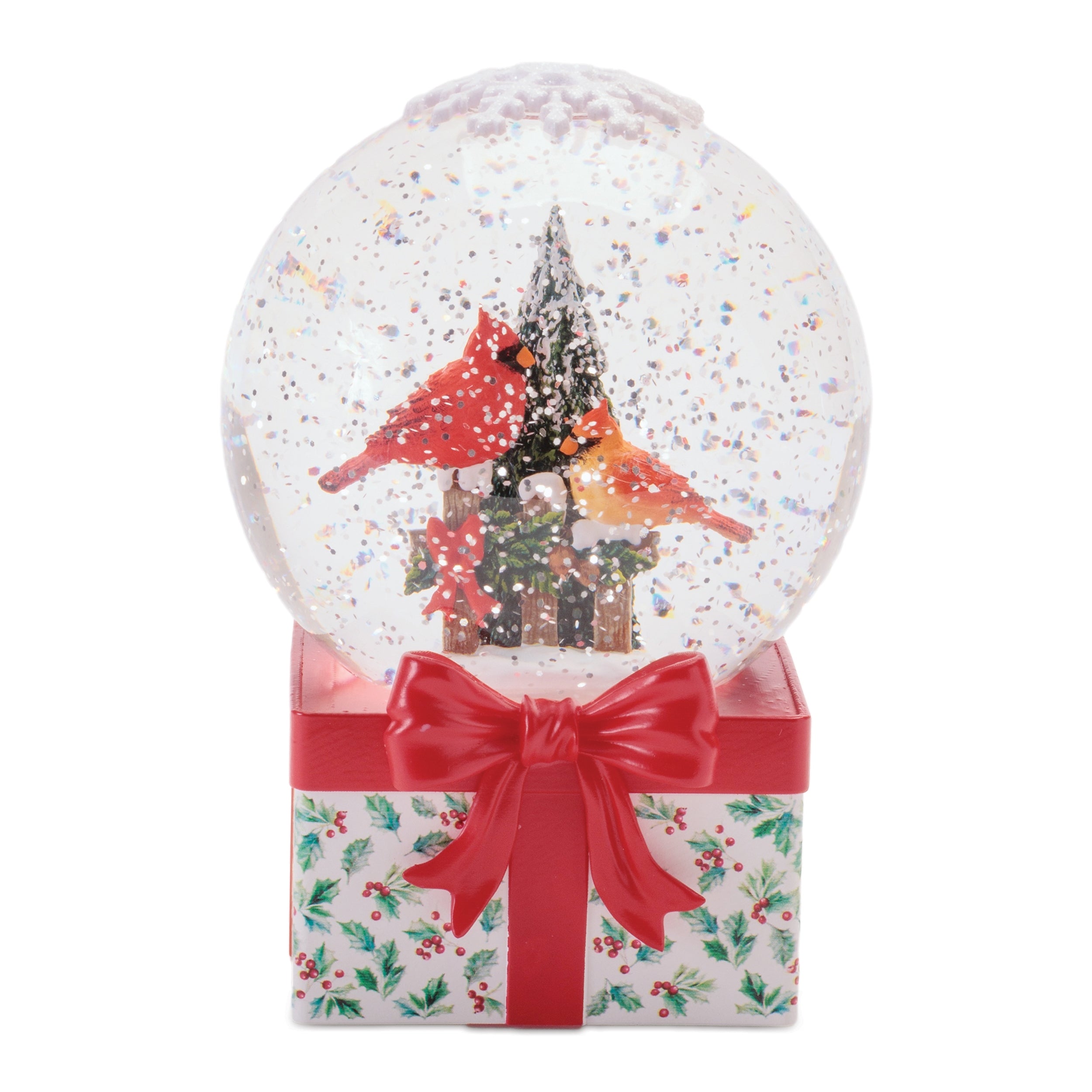LED Cardinal Snow Globe 6.5”H 3 AA Batteries Not Included