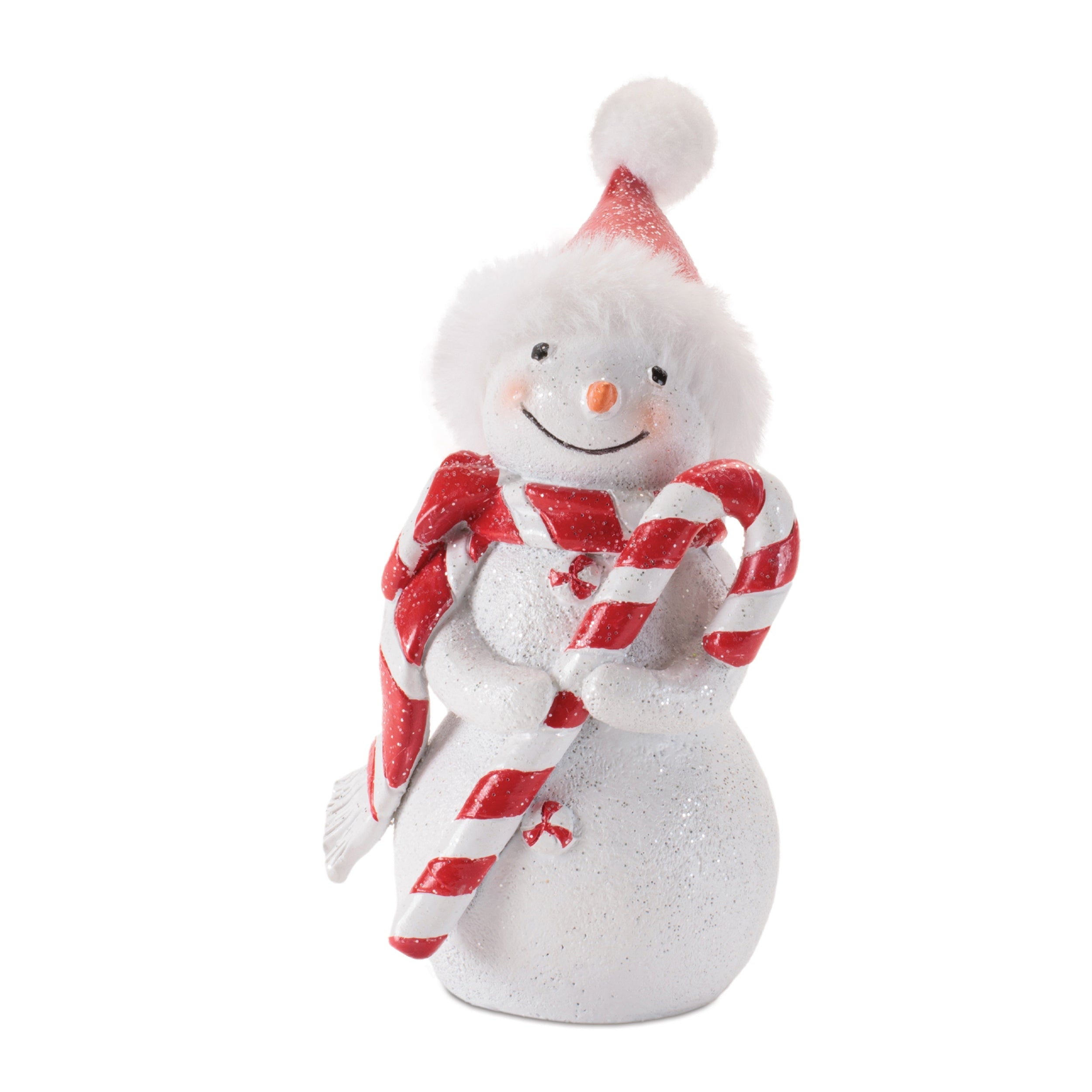 Snowman w/Candy Cane 5.75”H Resin