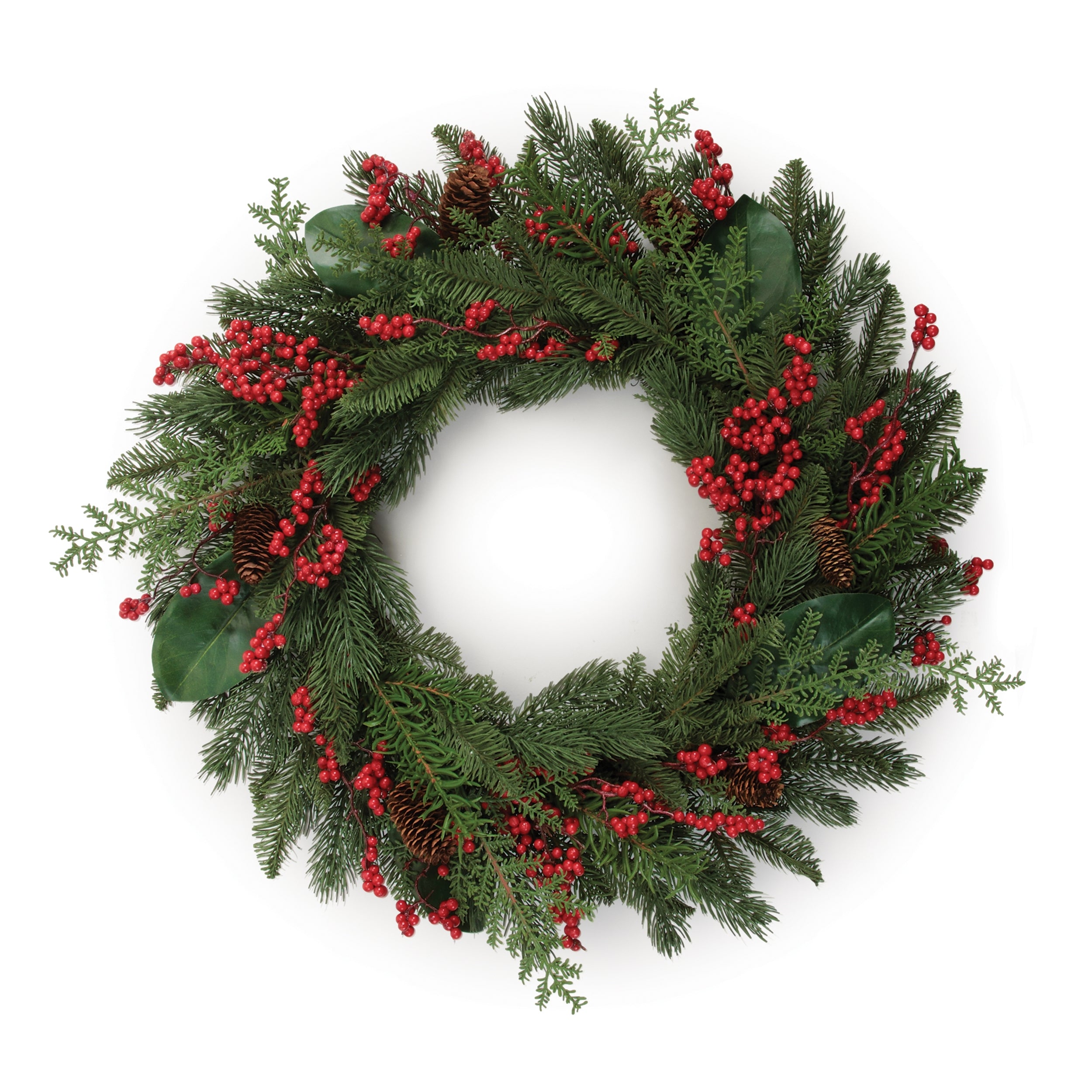 Pine and Berry Wreath 26”D PVC