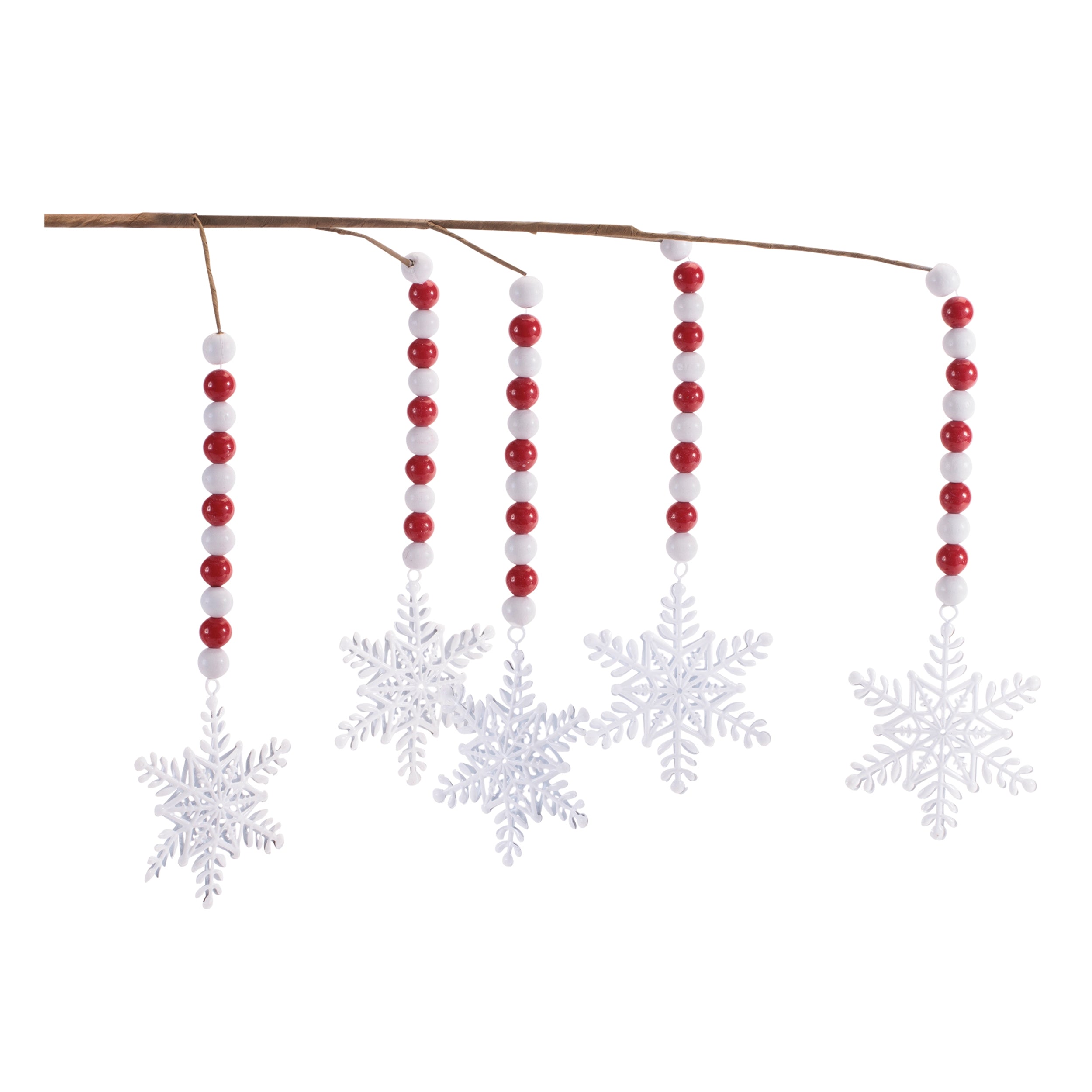 Bead and Snowflake Drop Spray 25”H /Iron