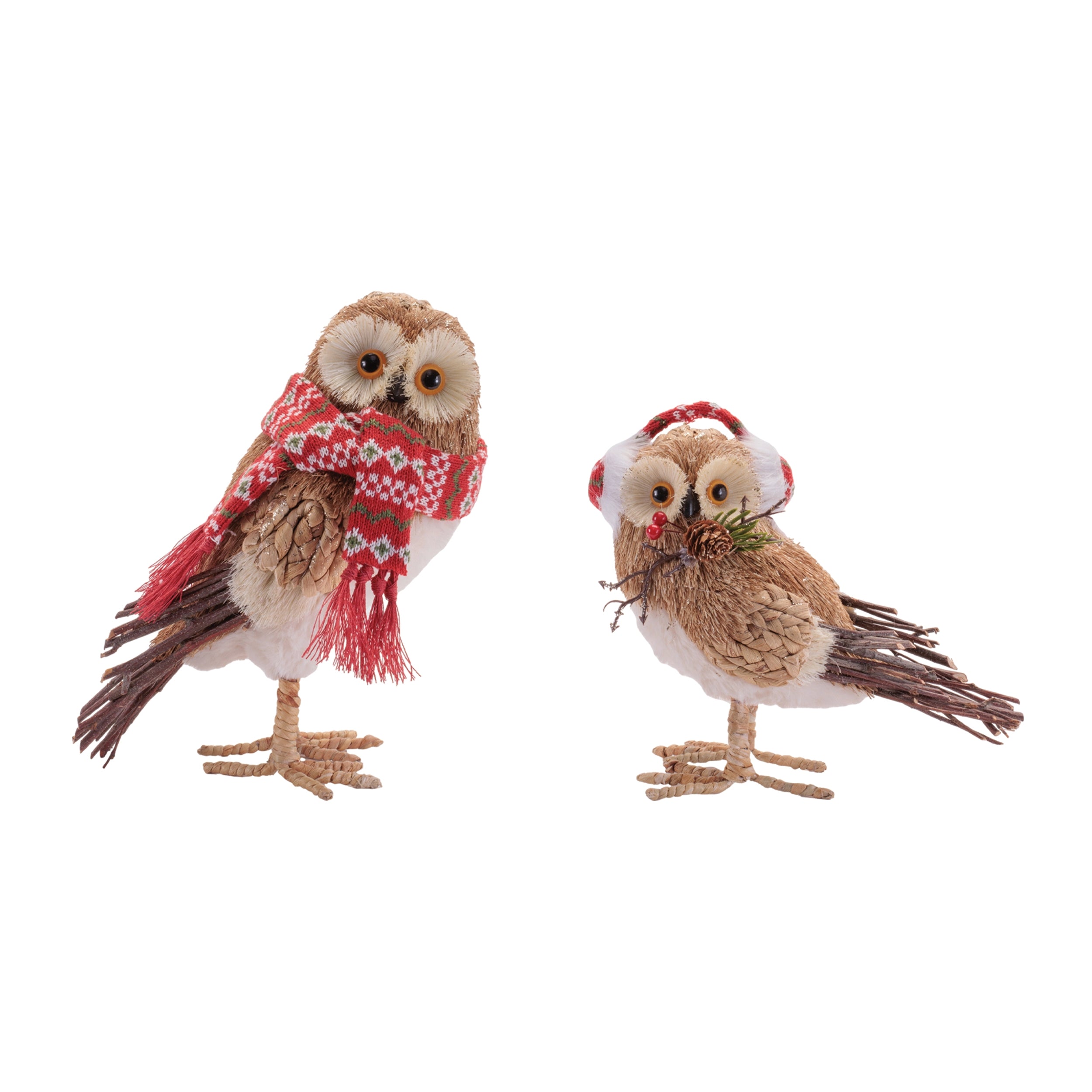 Winter Owl (Set of 2) 8"H, 10.25"H Sisal/Fabric