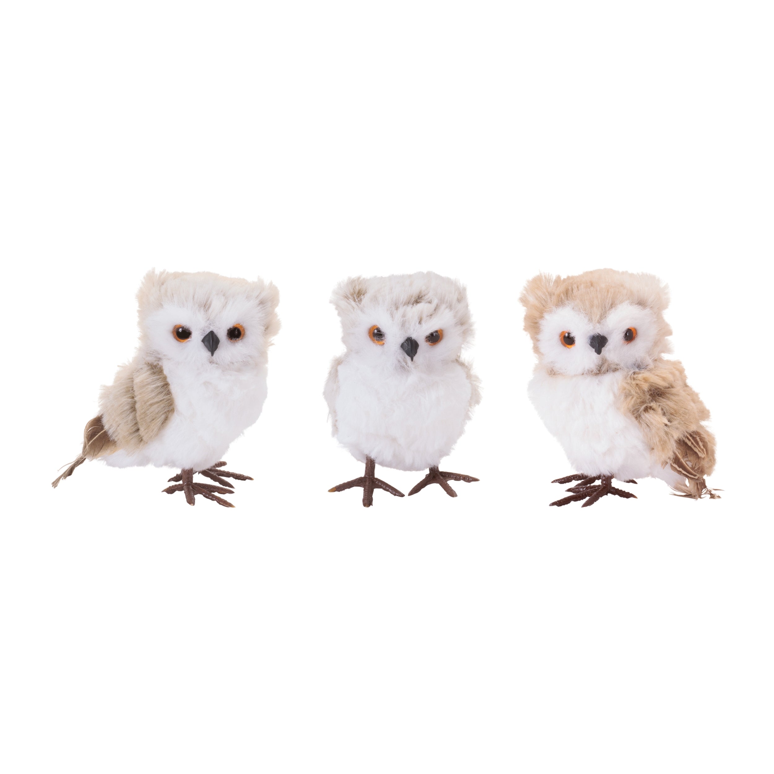 Owl (3 set of) 4”H Faux Fur
