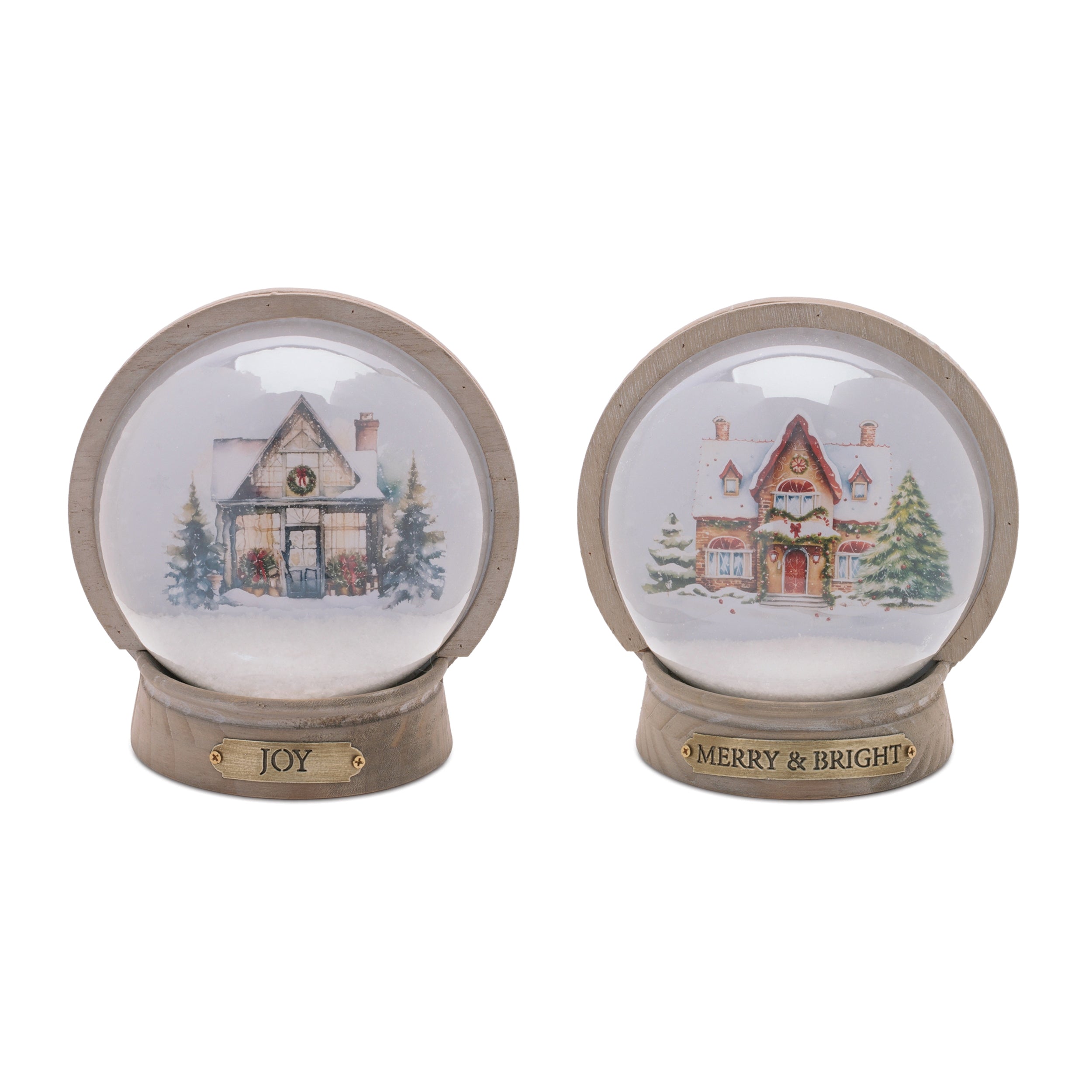 Globe Shaped Décor (2 set of) 7”H MDF/Wood/
