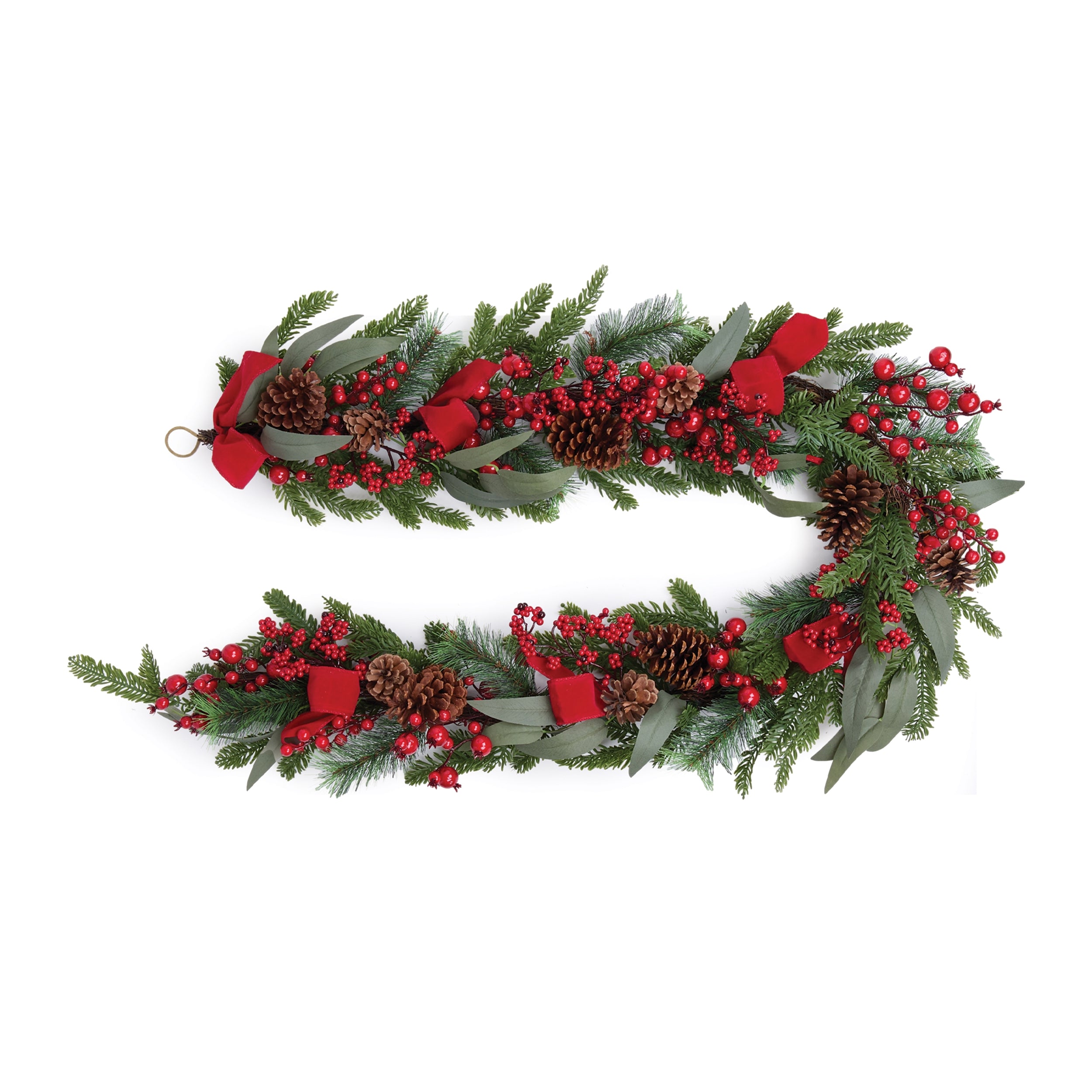 Pine/Berry/Cone Garland w/Ribbon 6'L