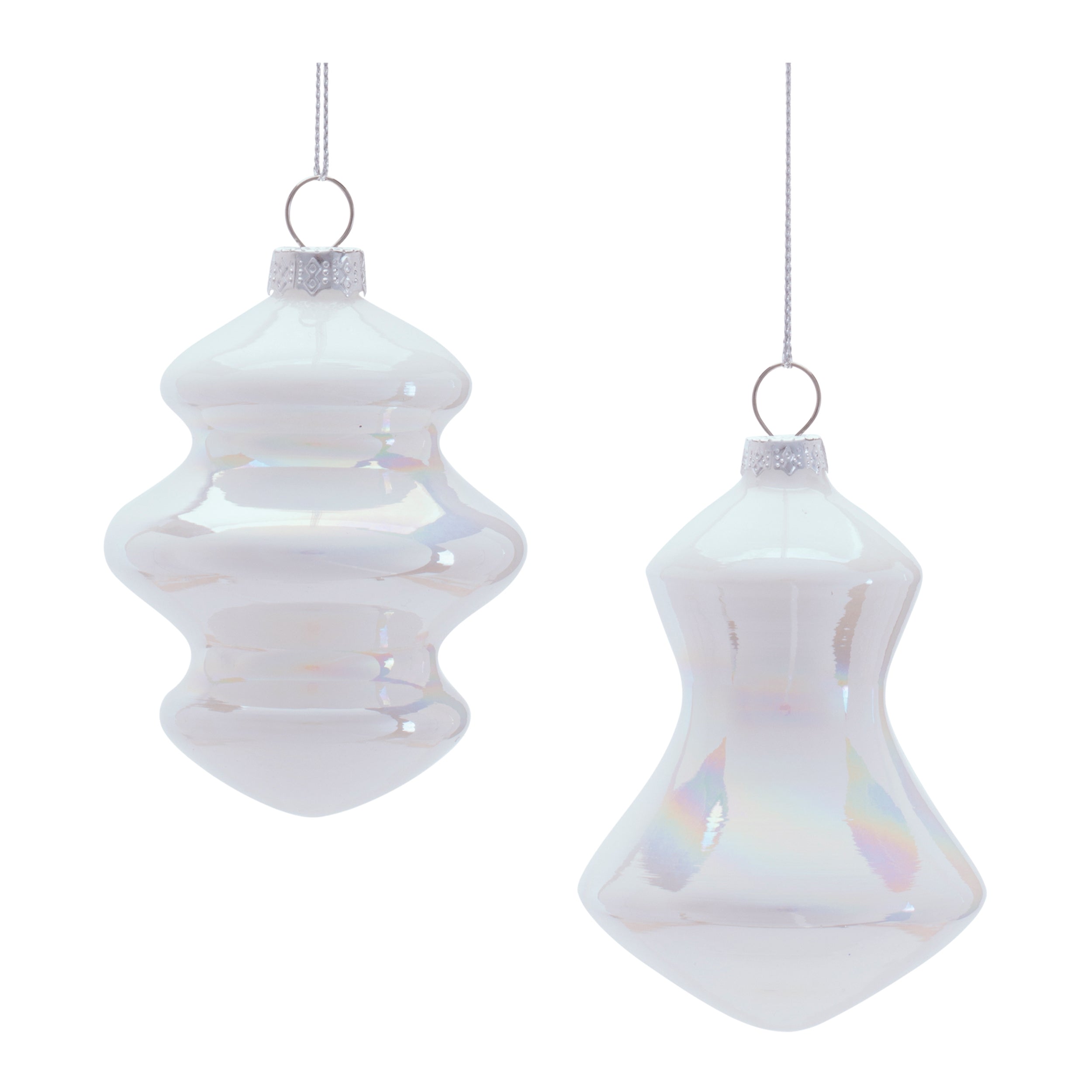 Ornament (2 set of) 3.5”H Glass