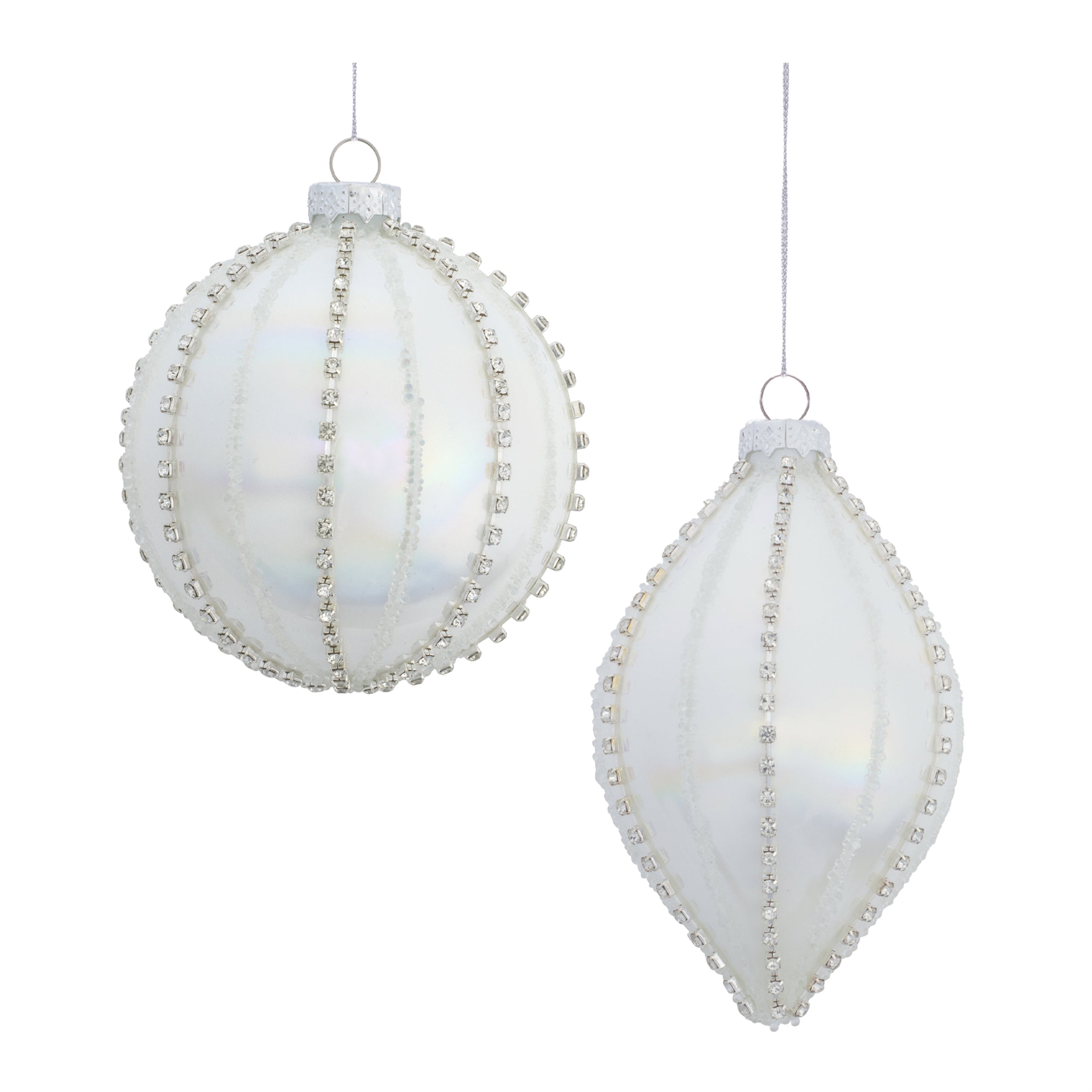 Ornament (2 set of) 4"D, 5"H Glass