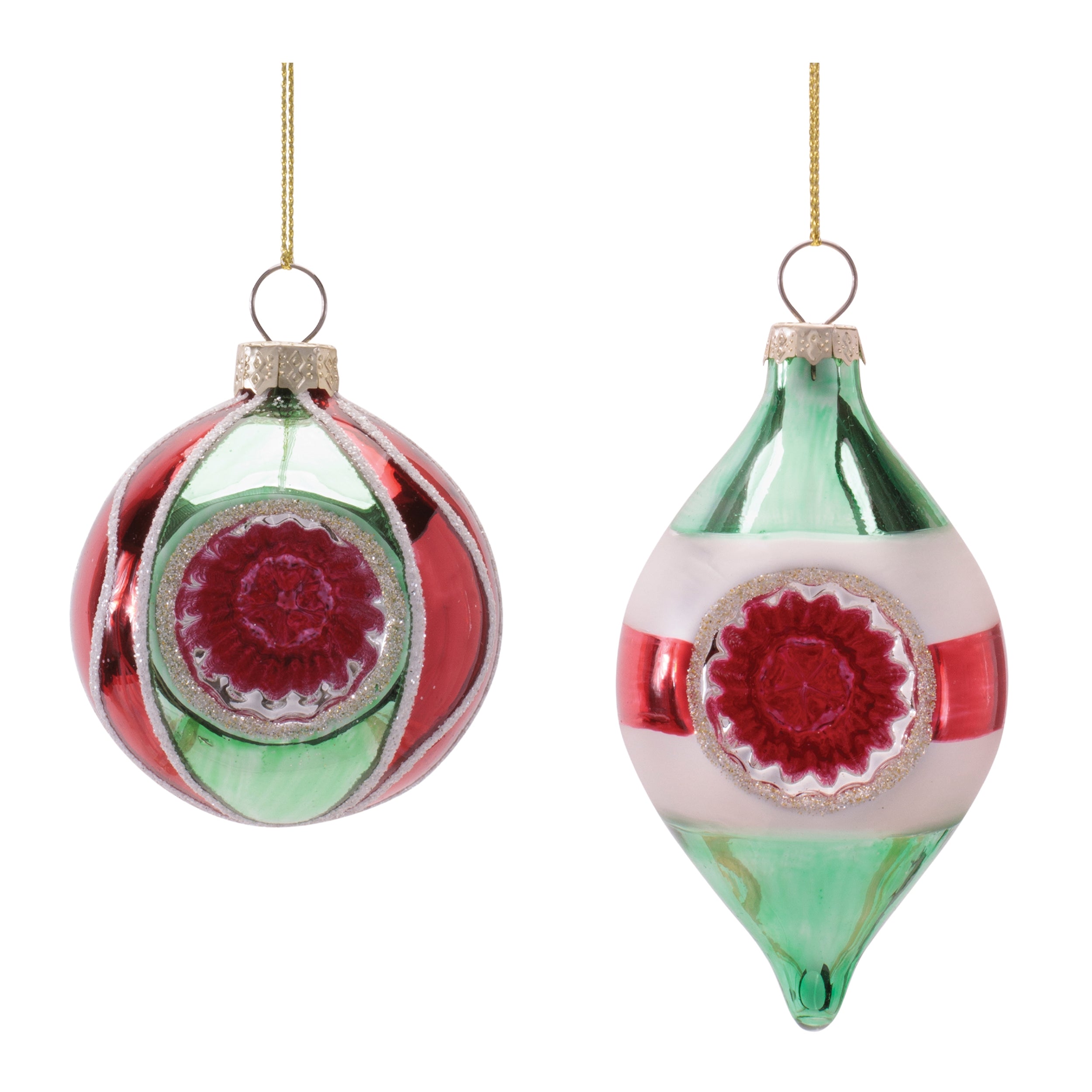 Ornament (2 set of) 2.5"D, 4"H Glass