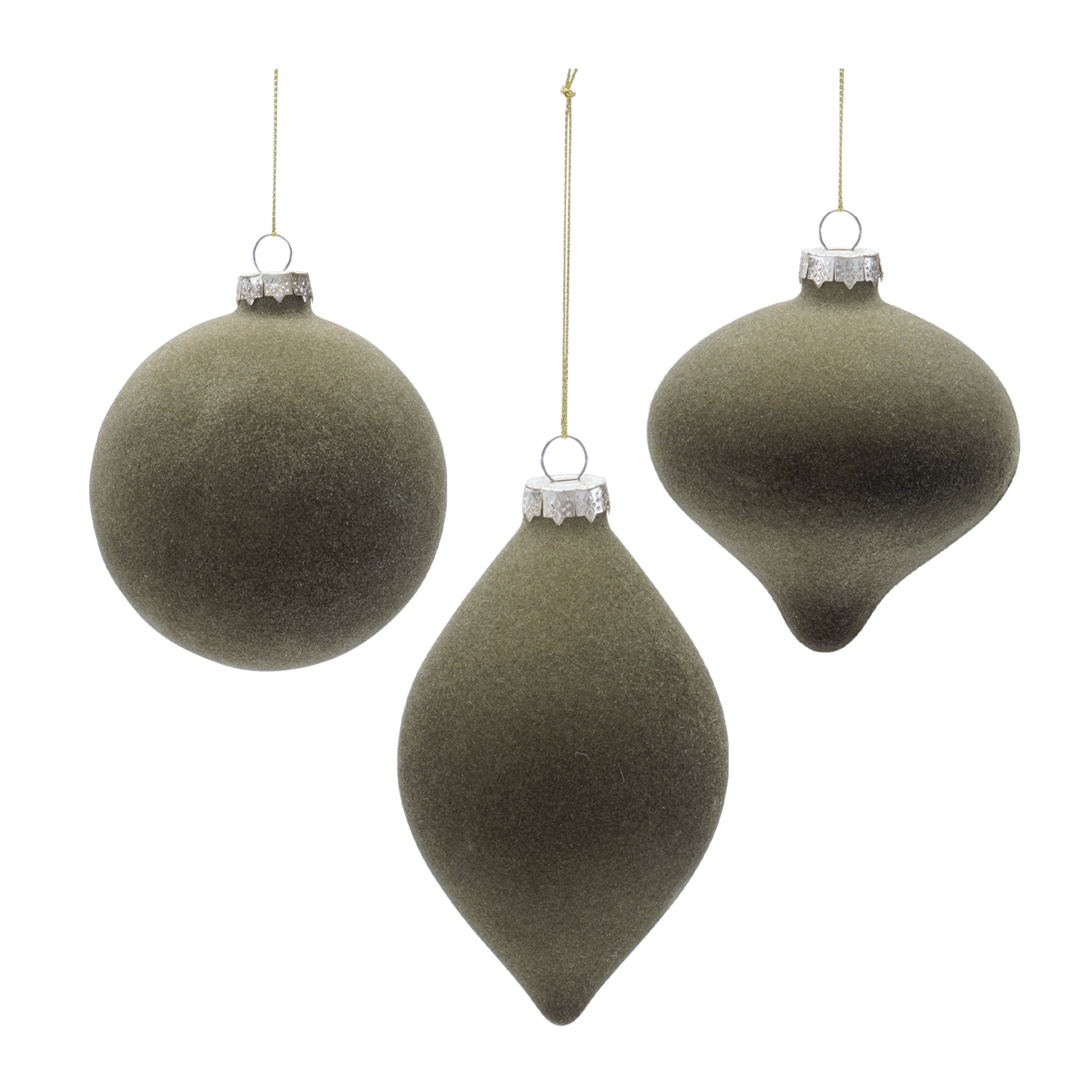 Ornament (3 set of) 4"D, 3.5"H, 5"H Glass