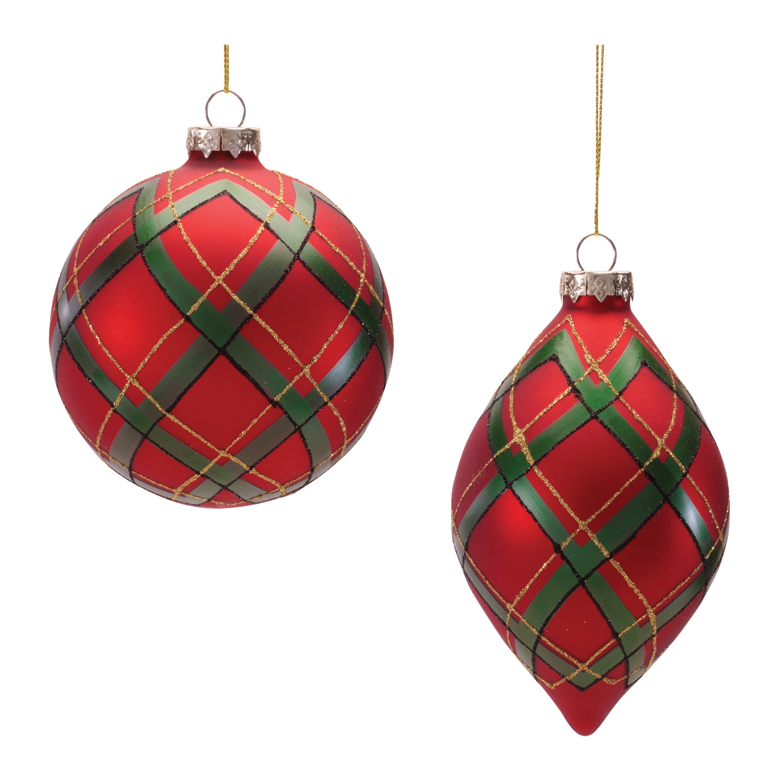 Ornament (2 set of) 4"D, 4.75"H Glass