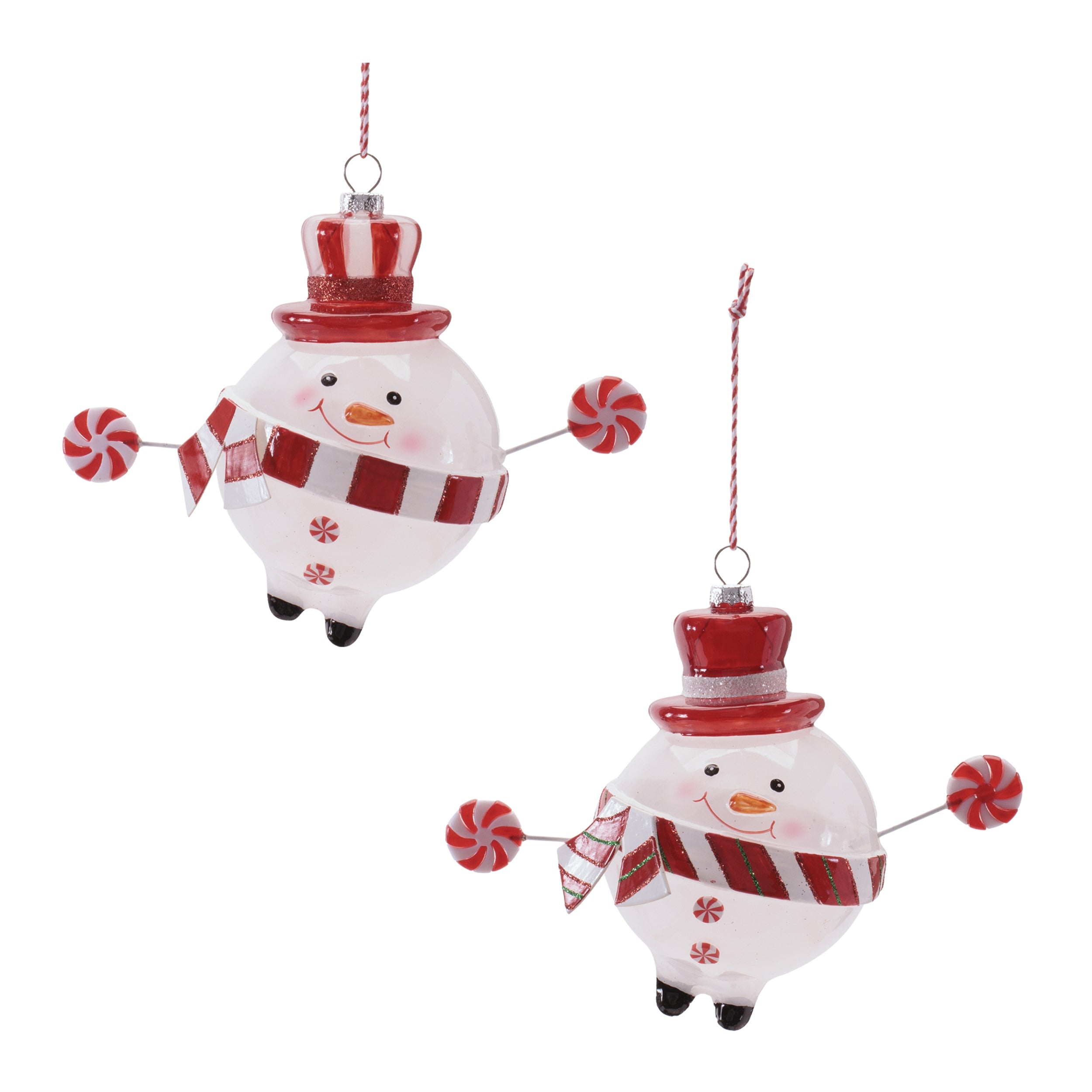 Snowman/Candy Ornament (2 set of) 4”H