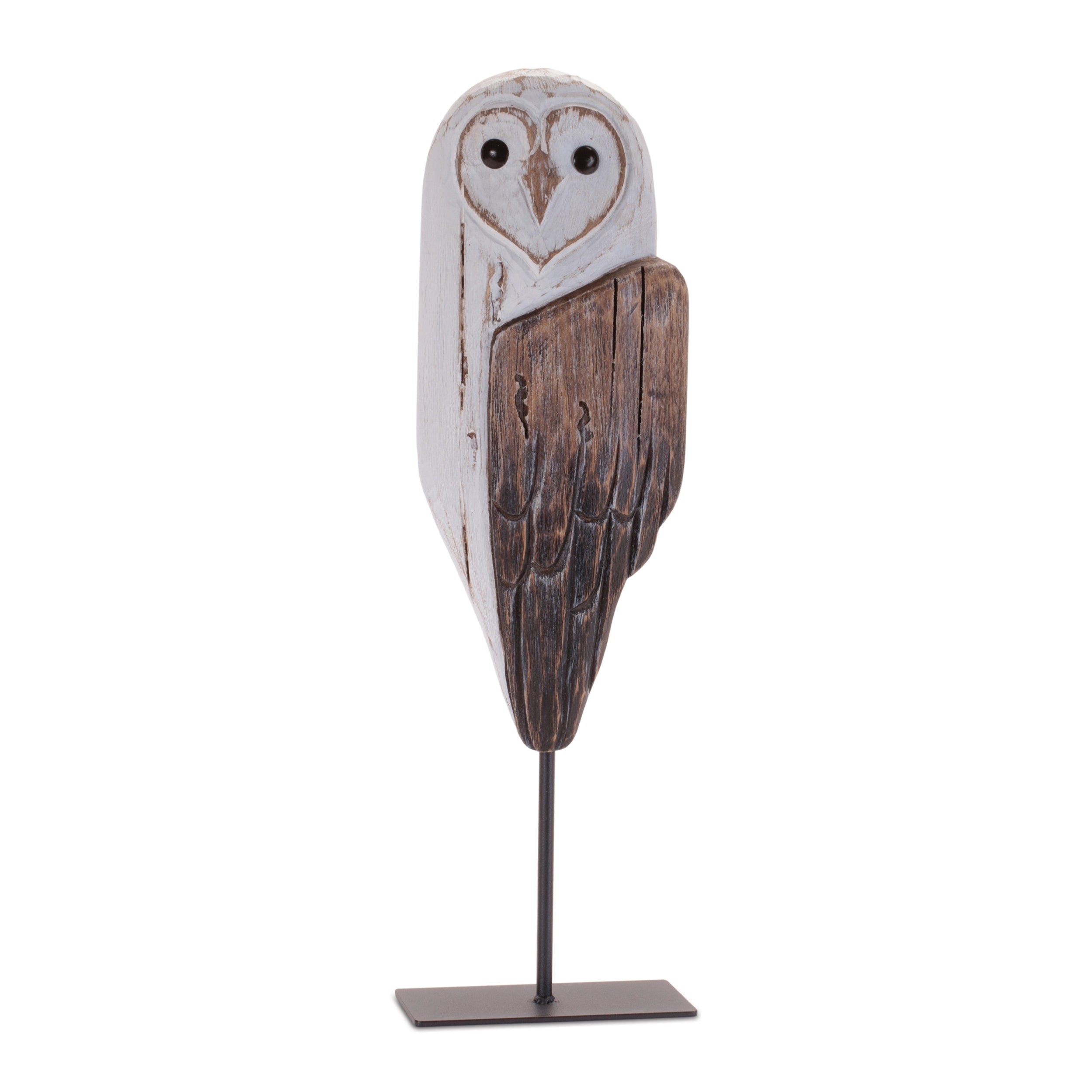 Owl on Stand 14”H Wood/Iron