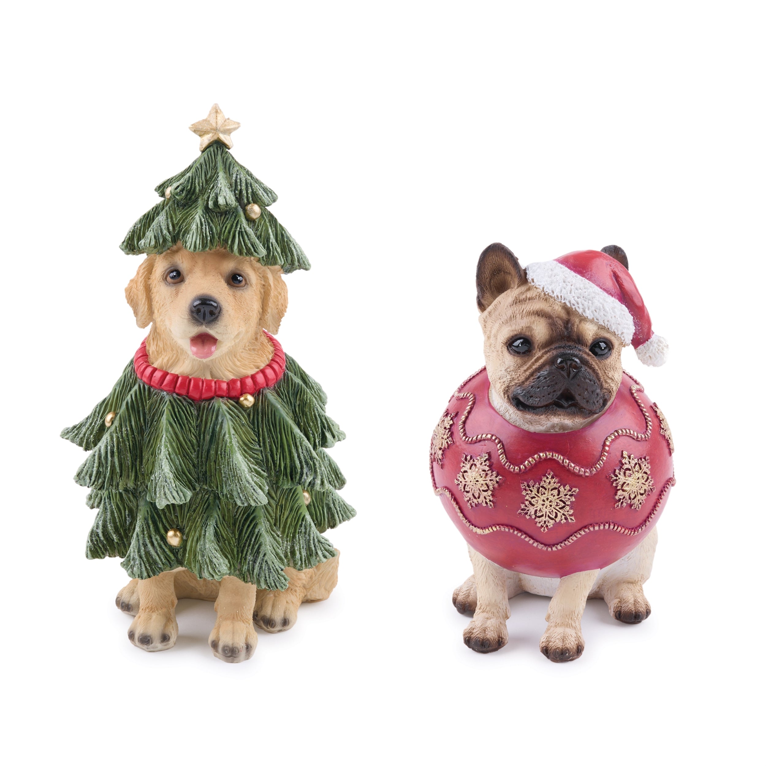 Holiday Dog (2 set of) 7"H, 9"H Resin