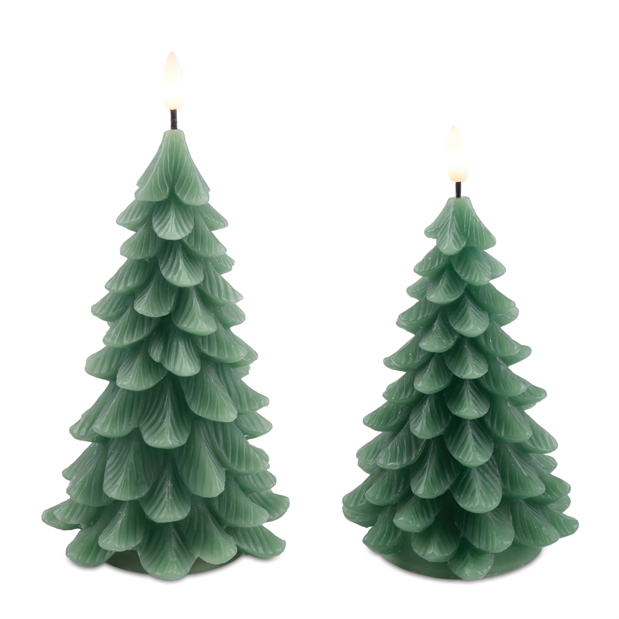 LED Tree Candle (Set of 2) 8"H, 9"H Wax/ 2 AA Batteries Not Included
