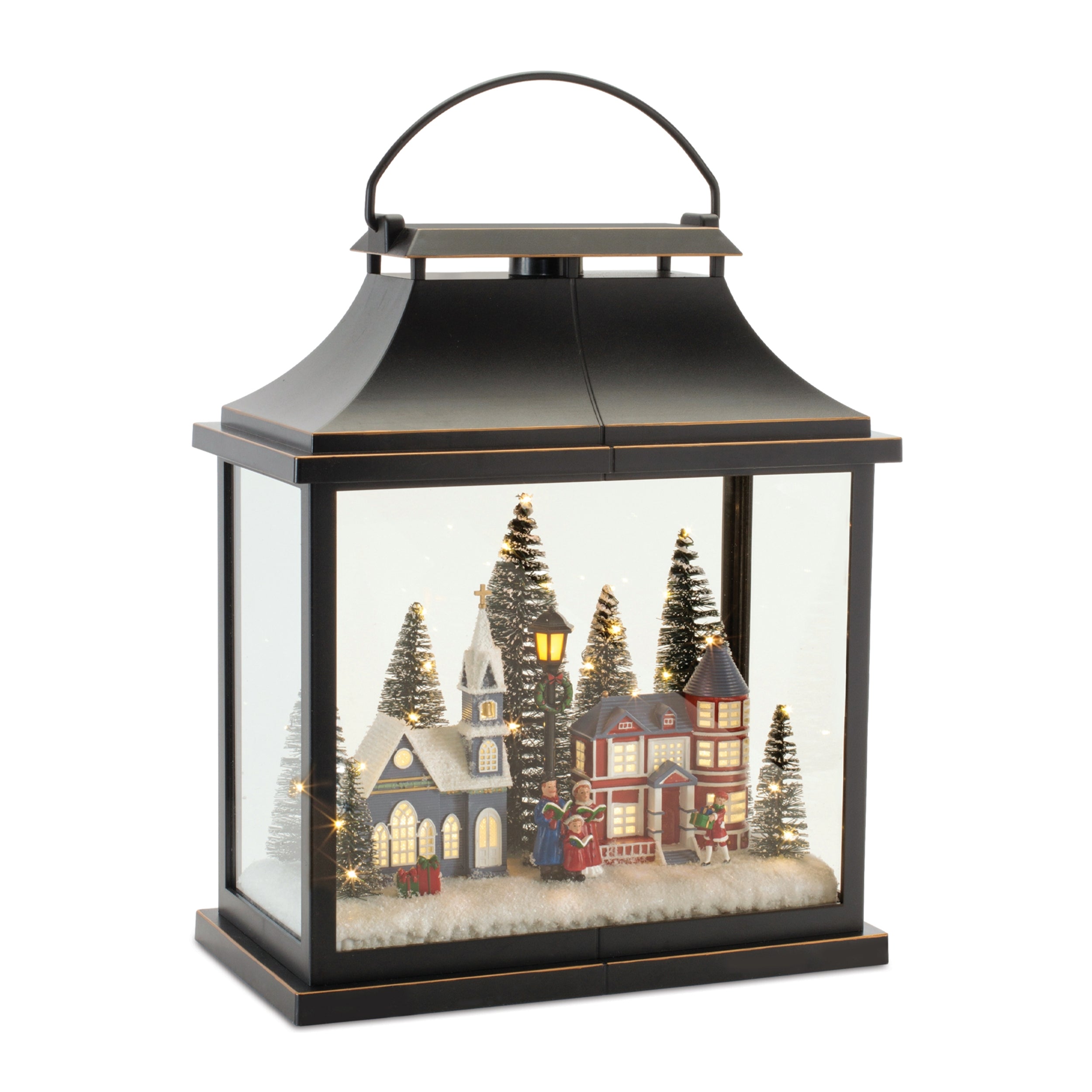 LED Lantern w/Carolers 16”H /Glass 3 AA Batteries Not Included/USB Cord Included