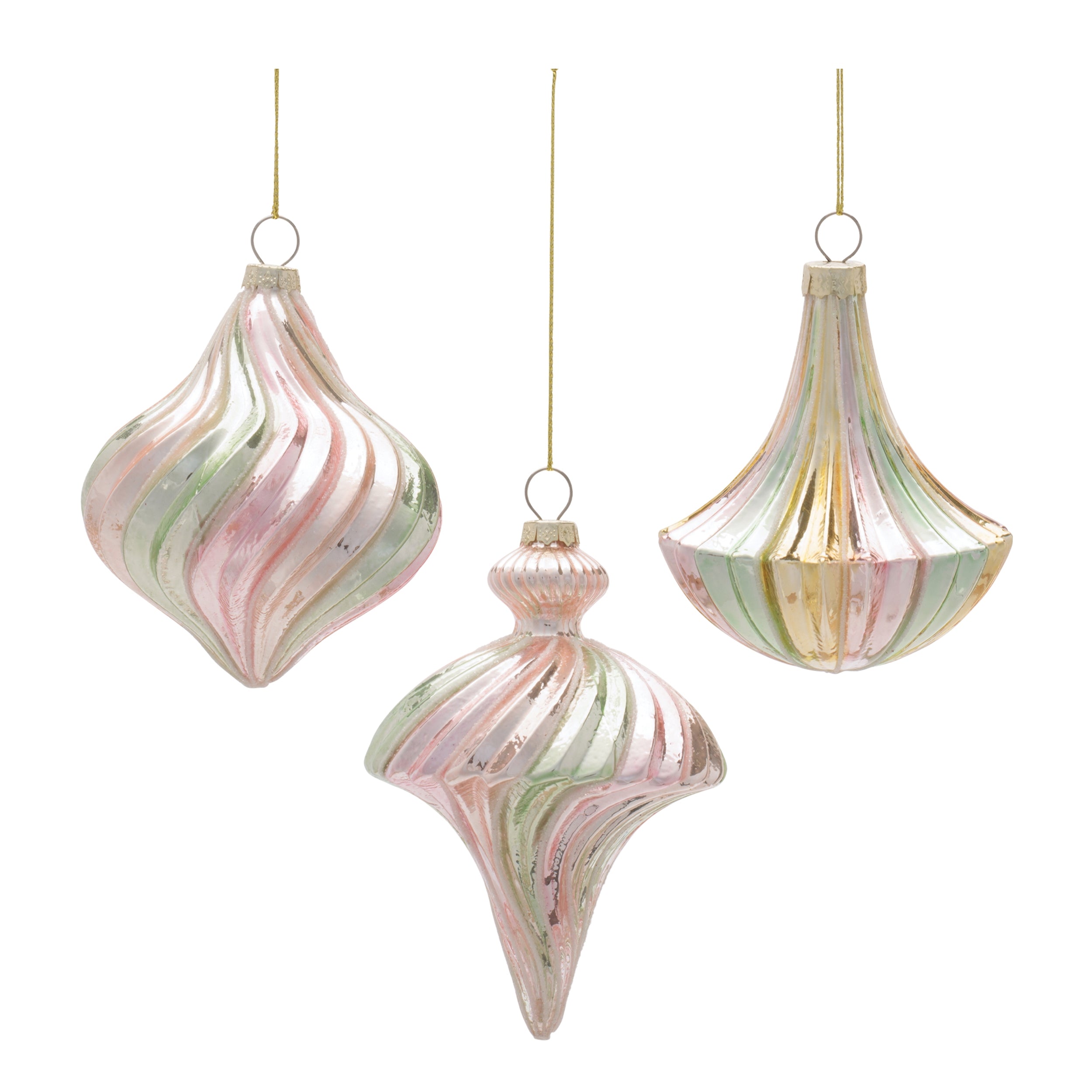 Ornament (3 set of) 3"H, 3.25"H Glass