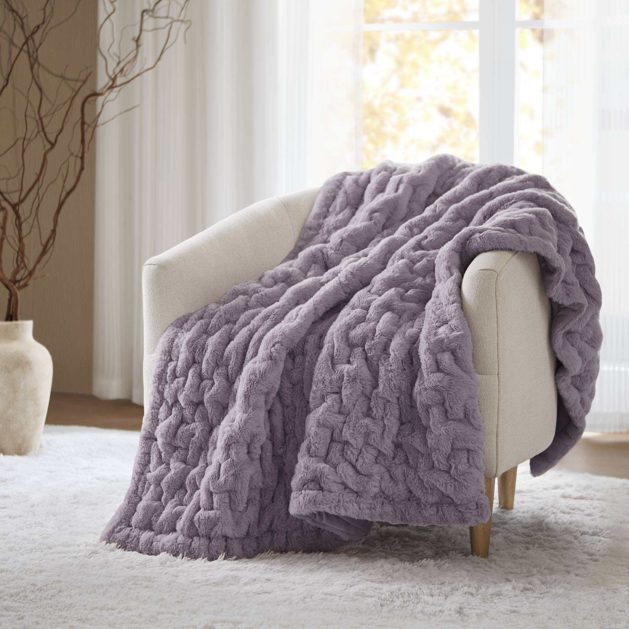 Ruched Fur Throw