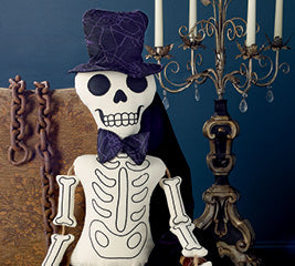 Large Embroidered Sitting Skeleton