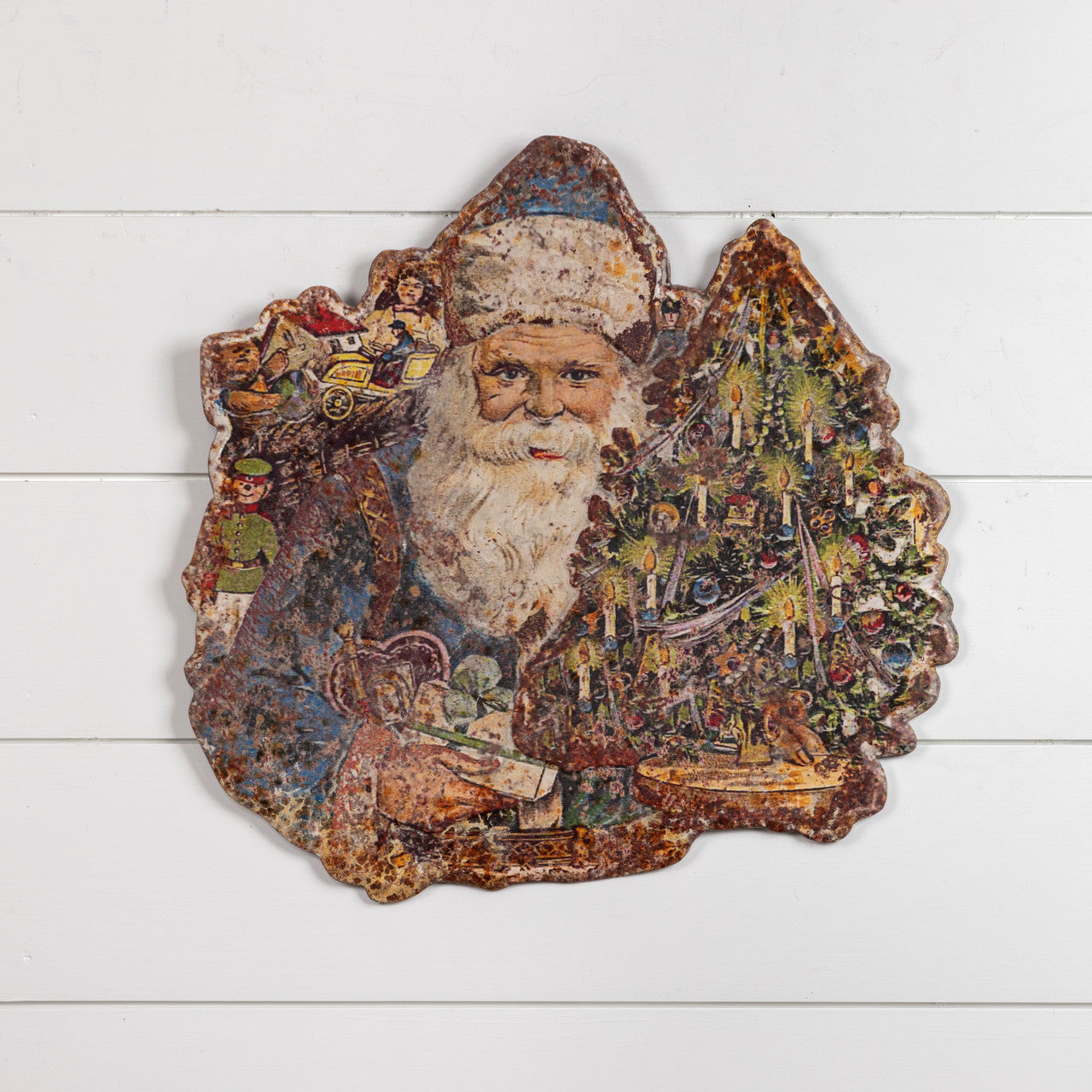 Vintage Metal Santa w/ GIfts