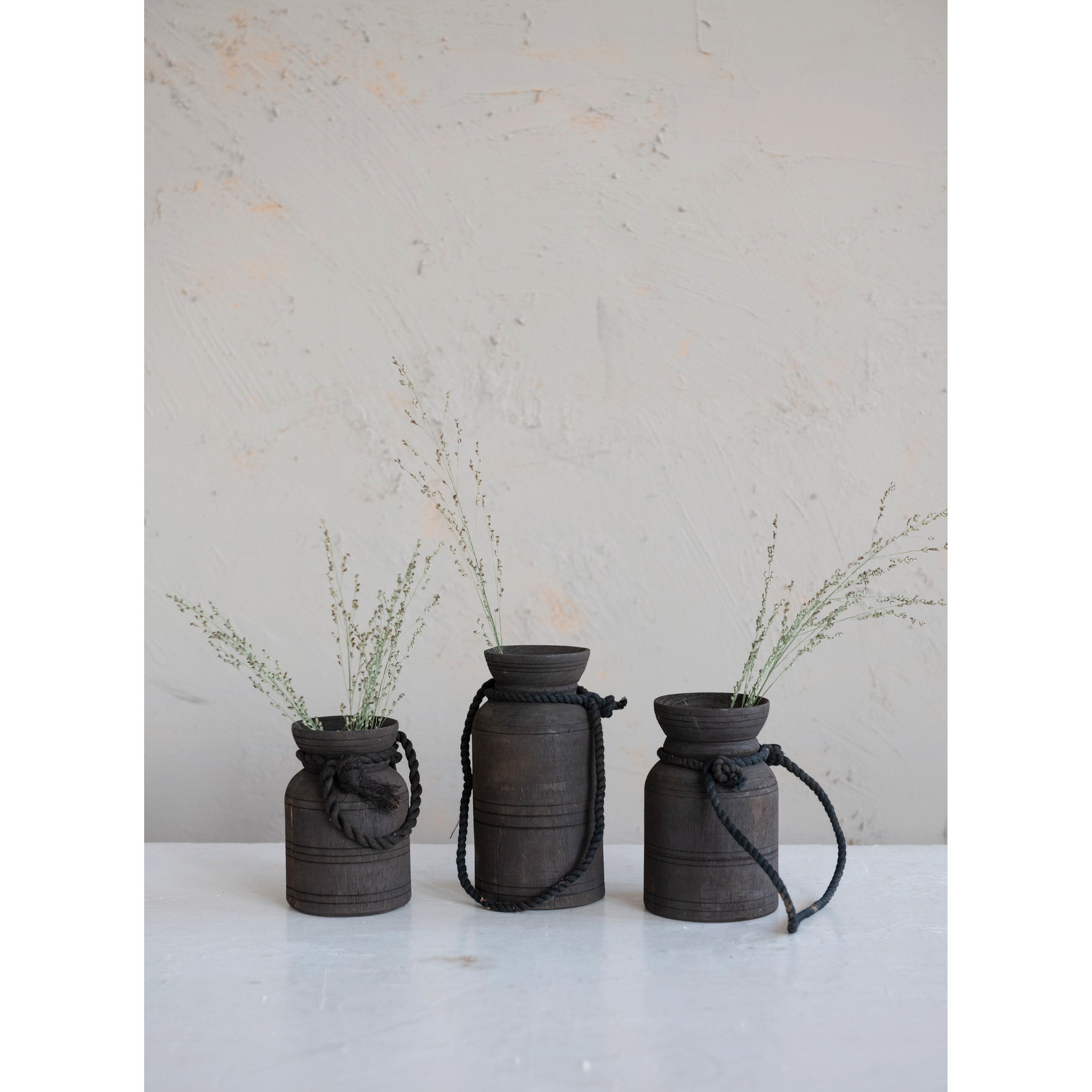 FOUND! Wood Pot w Rope Handle