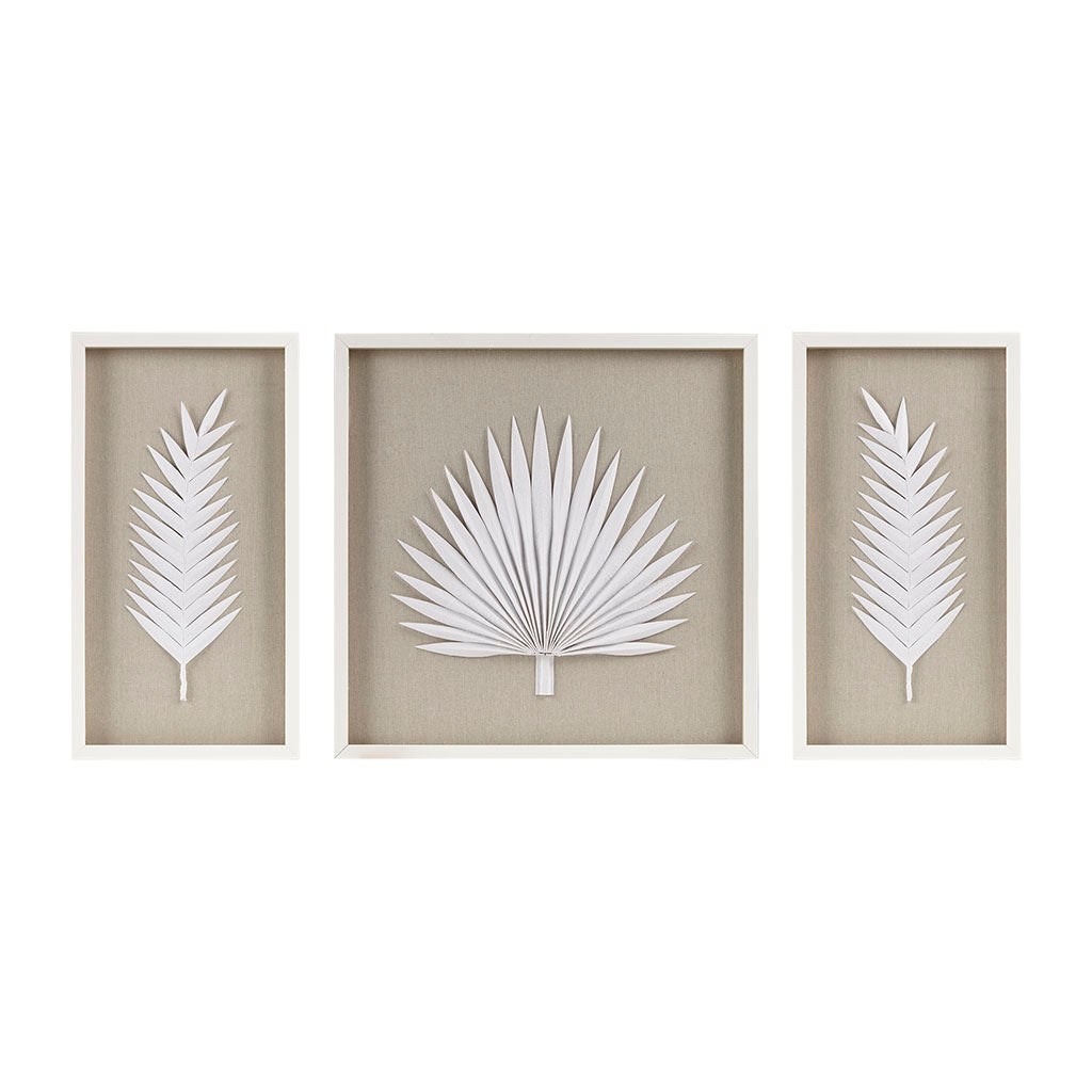 Sabal Framed Abstract Coastal Rice Paper 3-piece Shadowbox Wall Decor Set