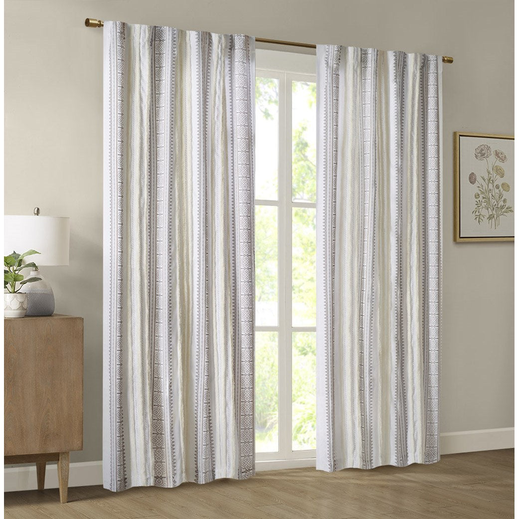 Samara Fretwork Print Grommet Top Window Curtain Panel