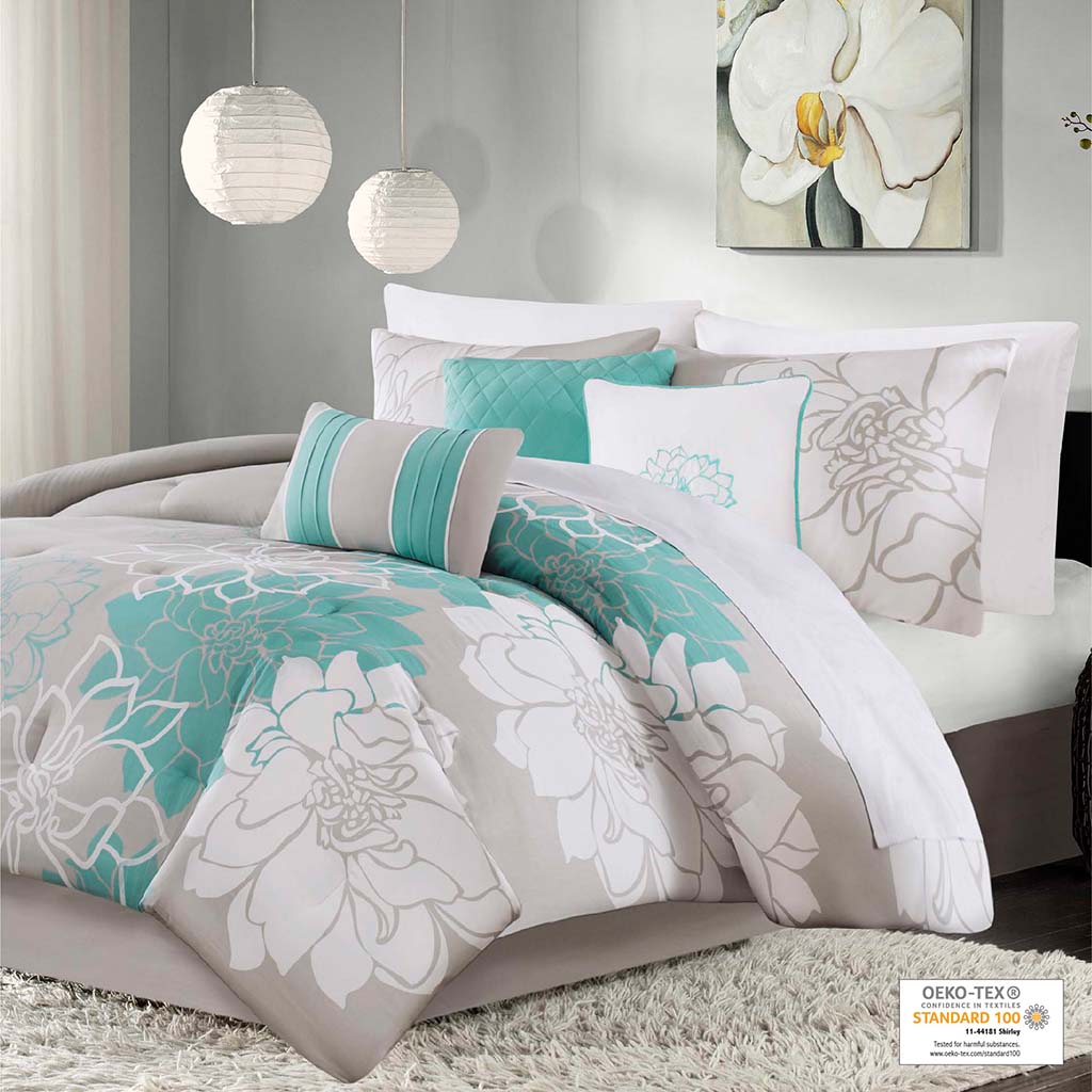 Lola 6 Piece Jacquard Comforter Set with Throw Pillows