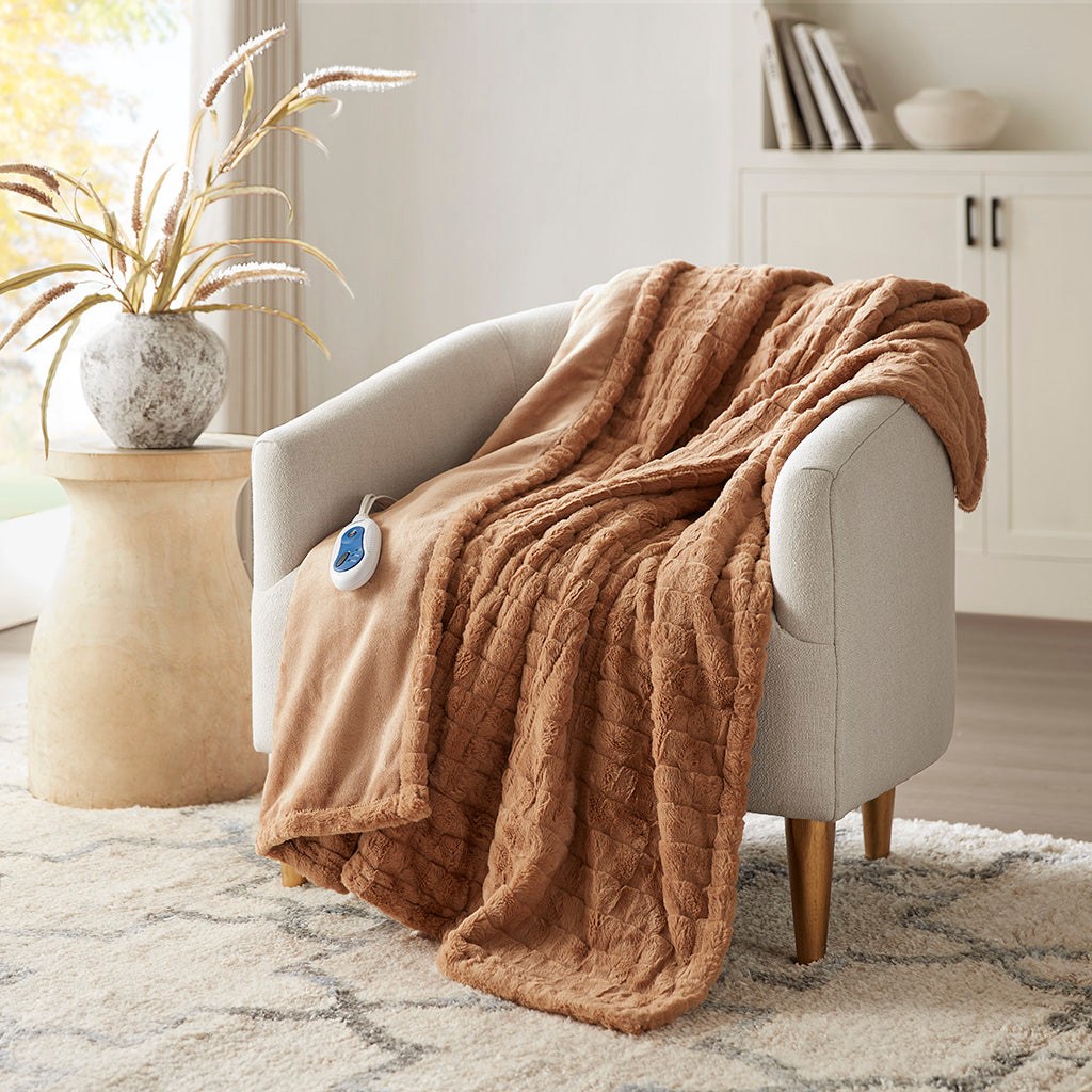 Oversized Faux Fur Heated Throw