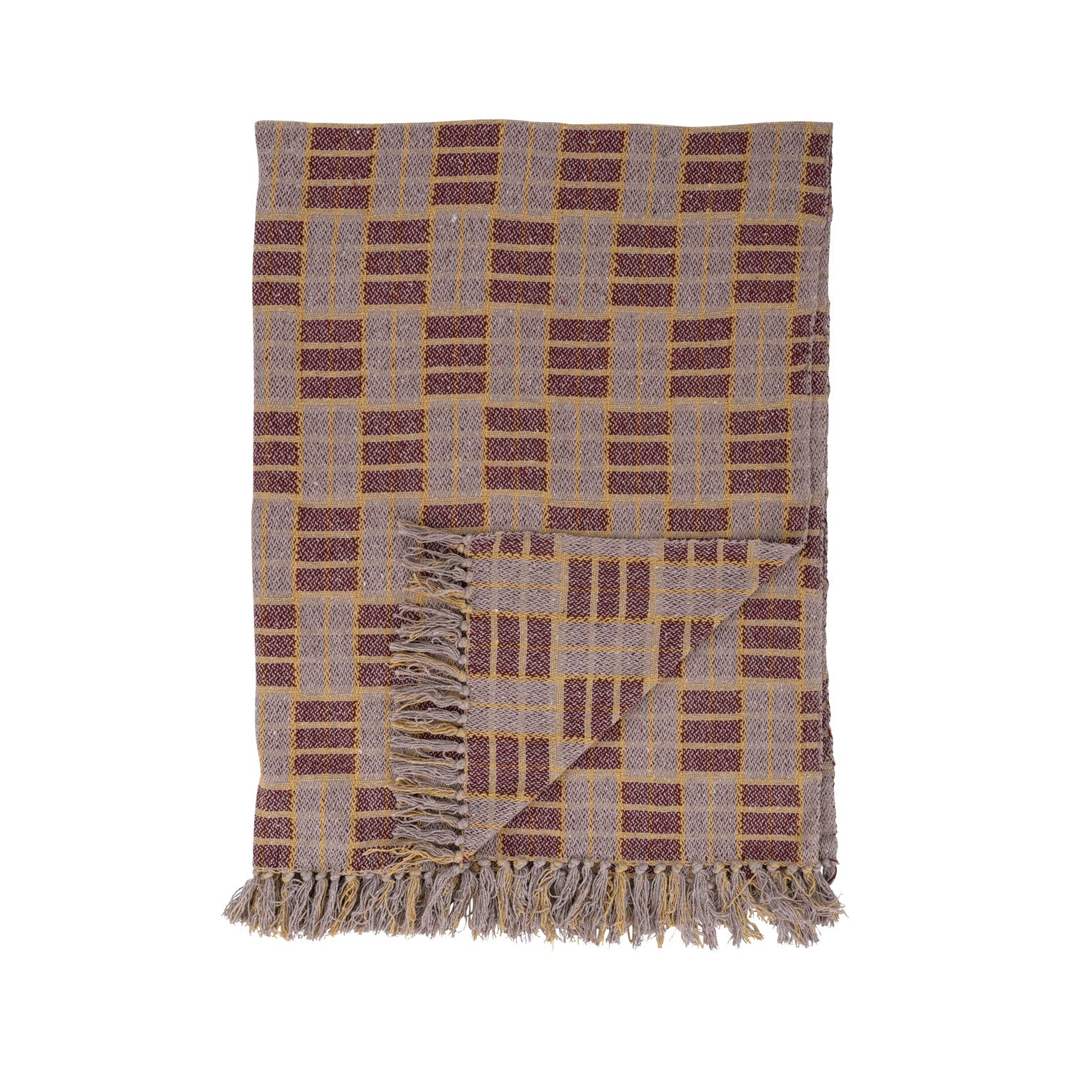 Woven Recycled Cotton Blend Throw w/ Fringe