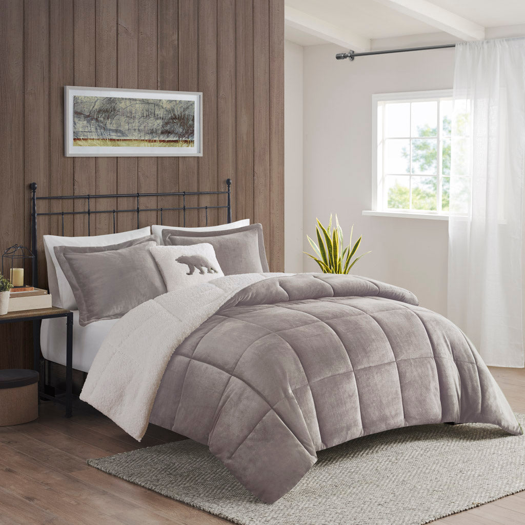 Alton Faux Wool to Faux Fur Down Alternative Comforter Set