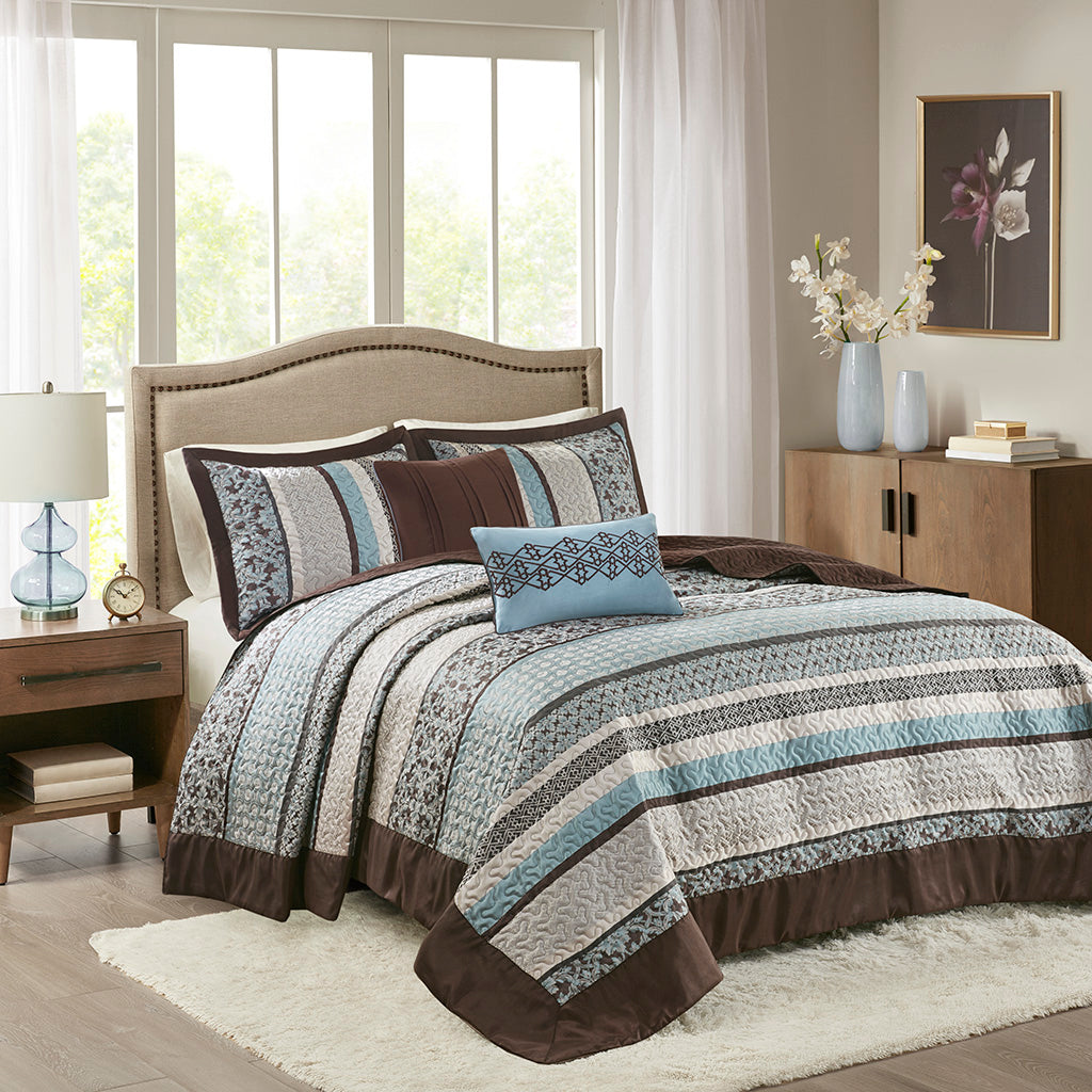 Princeton 3 Piece Split Corner Pleated Quilted Bedspread