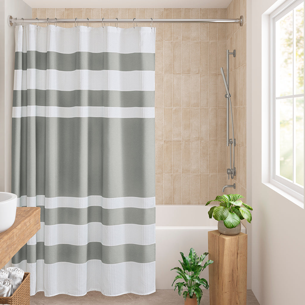 Spa Waffle Shower Curtain with 3M Treatment