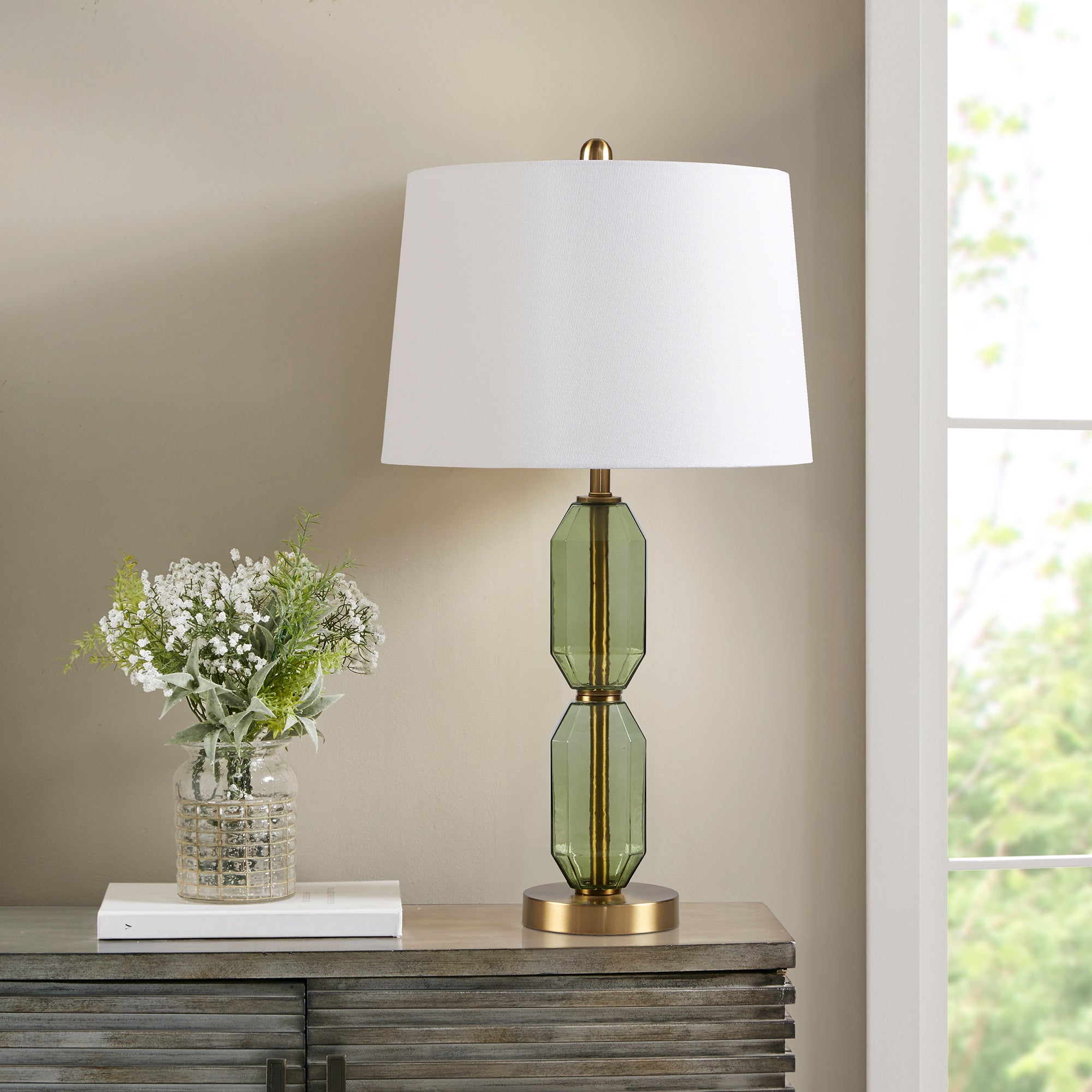 Zirconia Metal 2-Light Globe Table Lamp