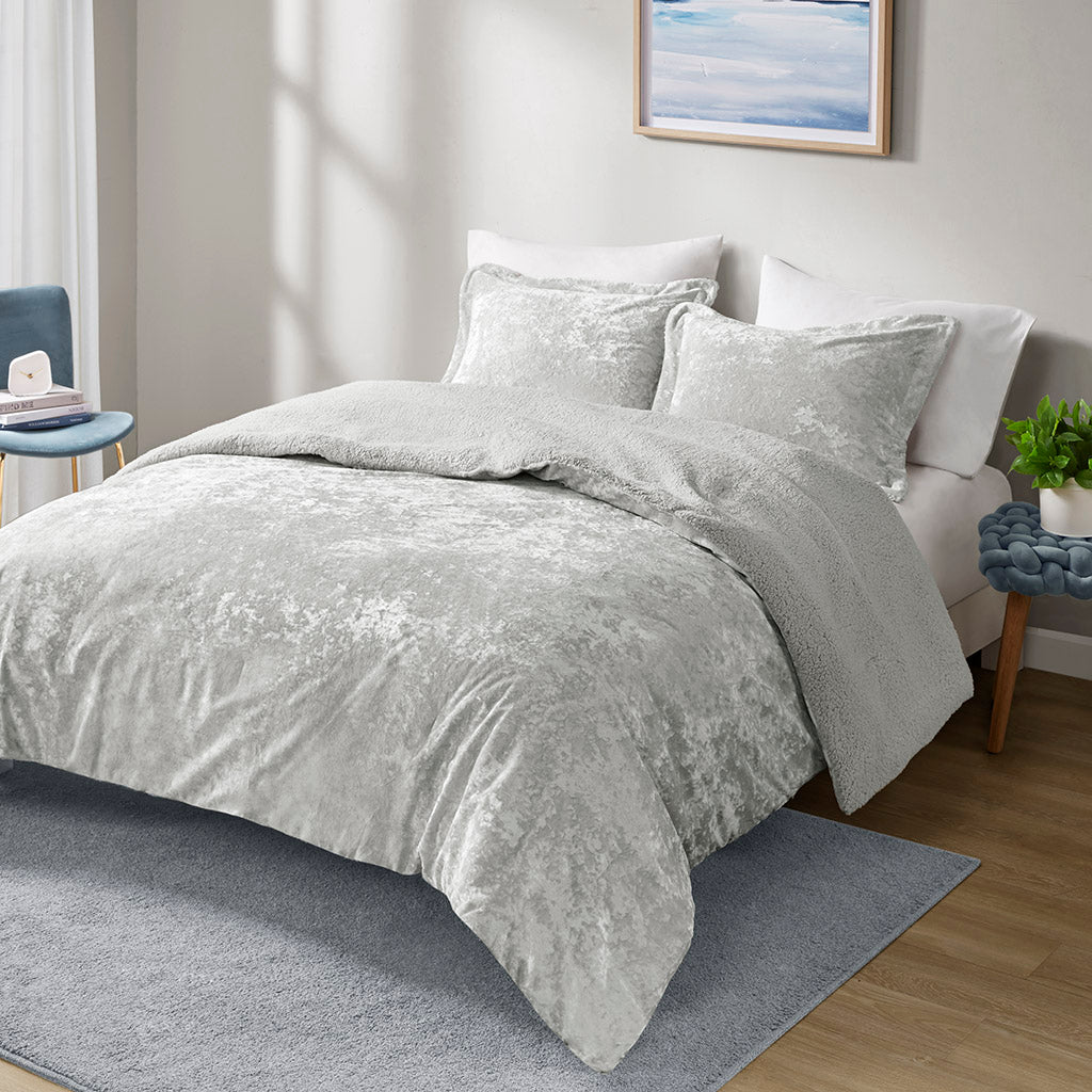 Mira Crushed Velvet Sherpa Reversible Comforter Set