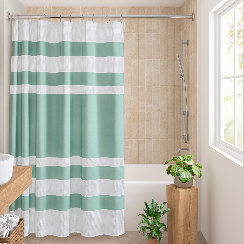 Spa Waffle Shower Curtain with 3M Treatment