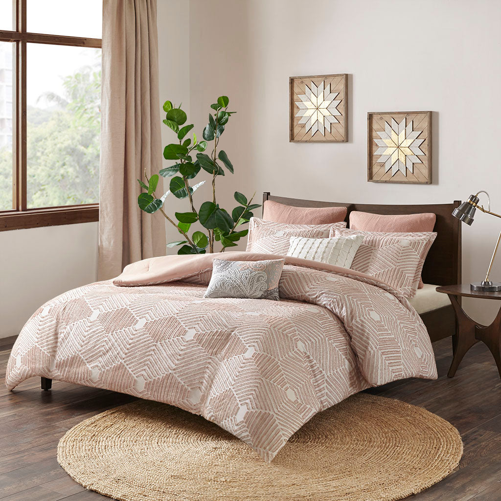 Ellipse Cotton Printed Comforter Set with Chenille