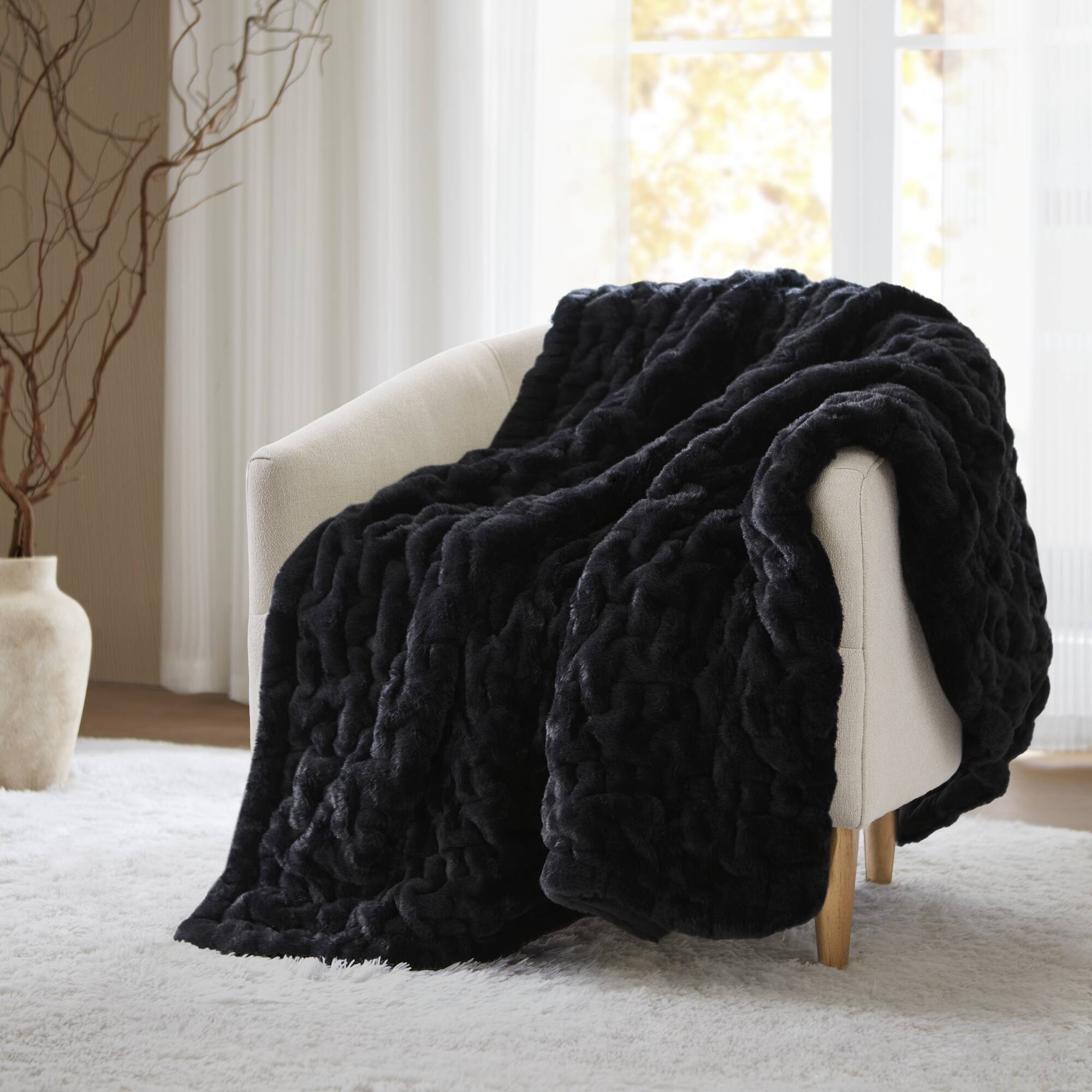 Ruched Fur Throw