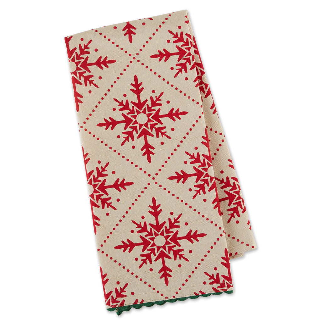 Scandinavian Snowflake Embellished Dishtowel