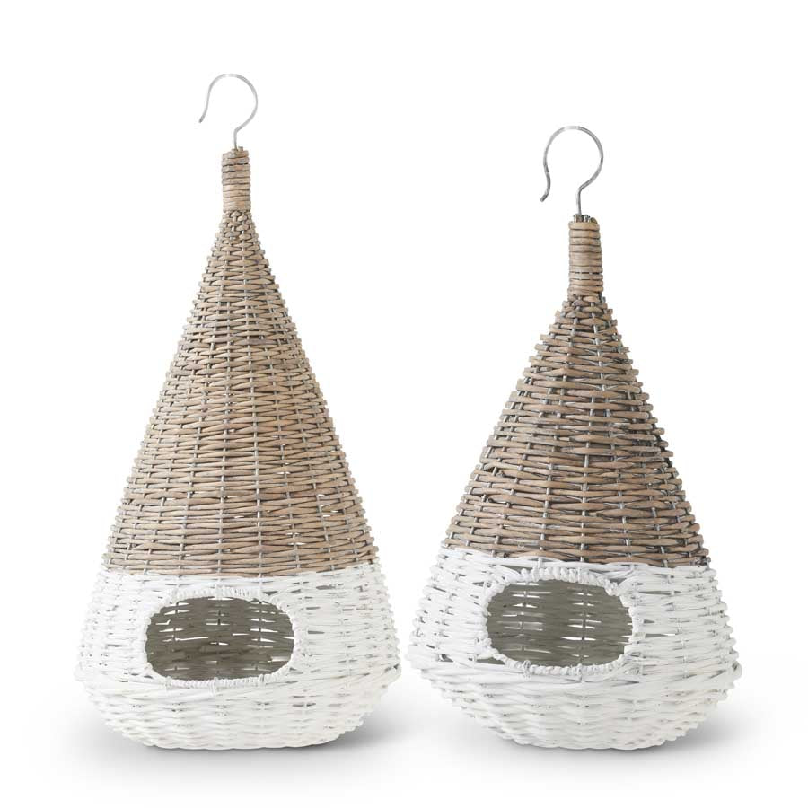 Wicker Cone Birdhouses (S/2)