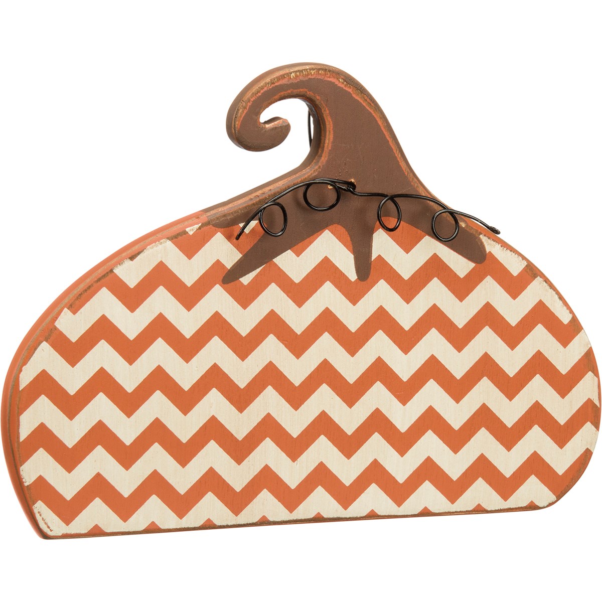 Wooden Stand Up Pumpkin - Chevron