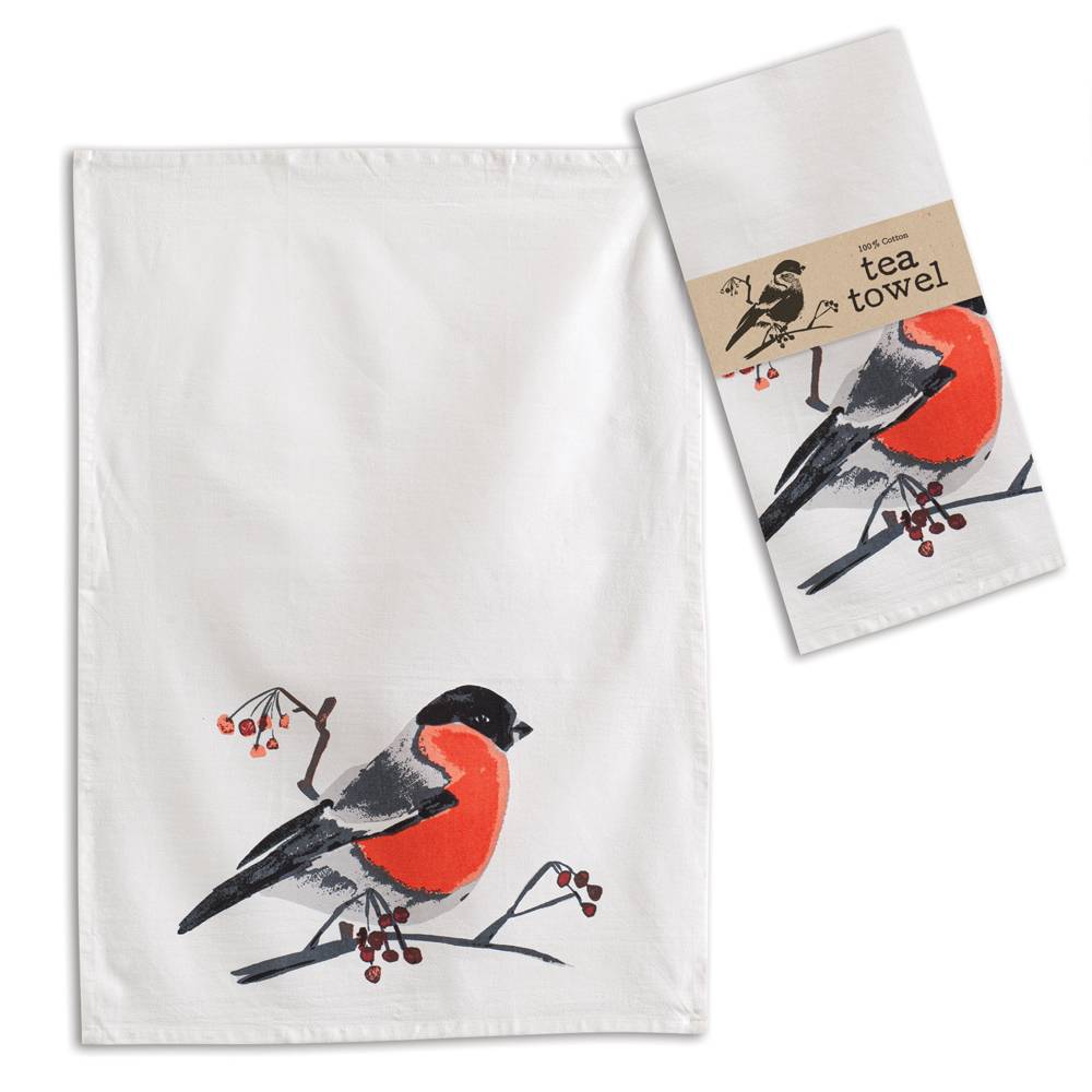 Bird with Berries Tea Towel