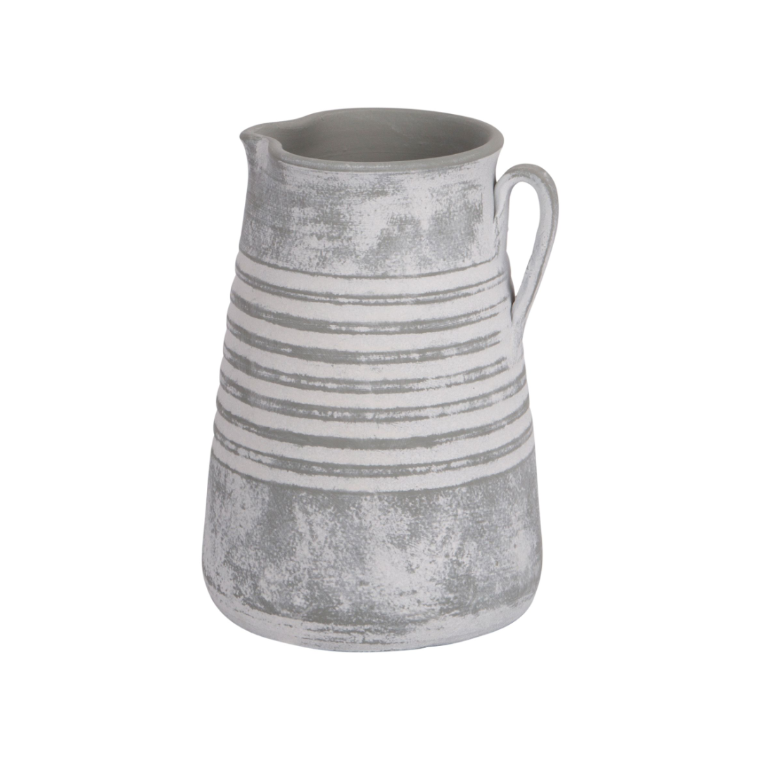 10.25" Grey Grooved Vessel w/ Handle