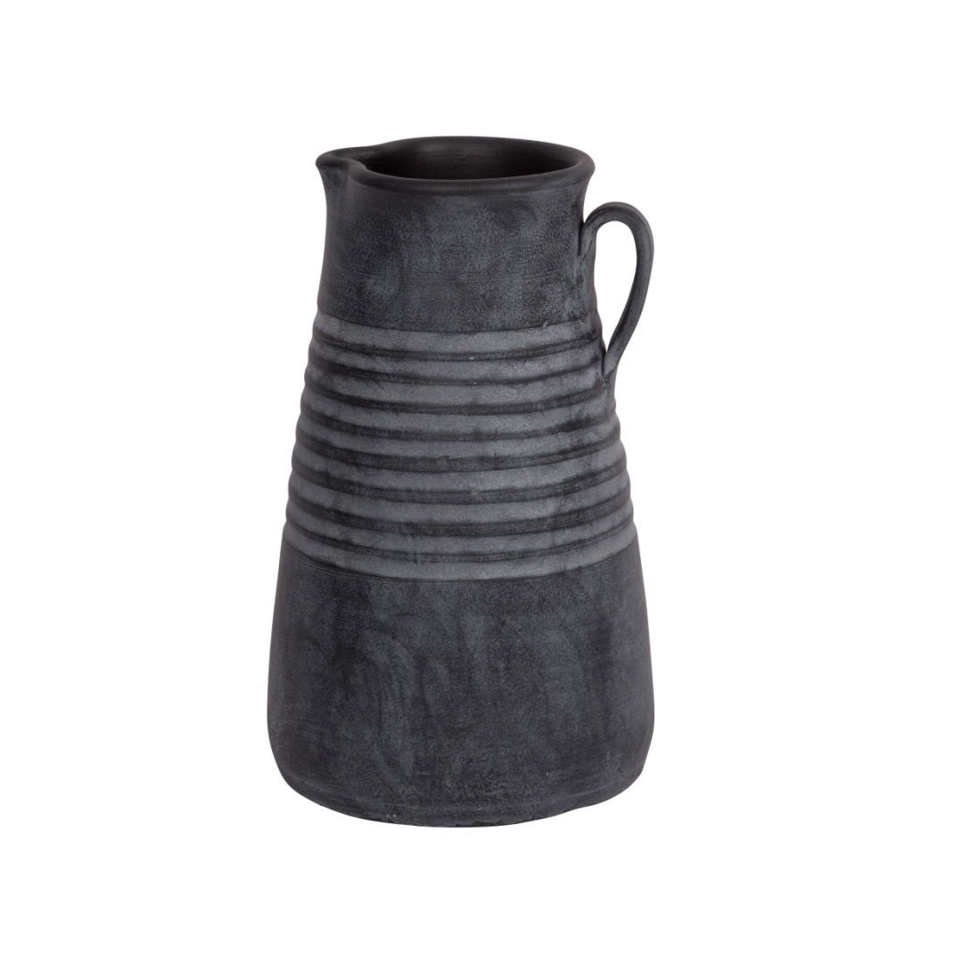 16.5" Black Grooved Vessel w/ Handle